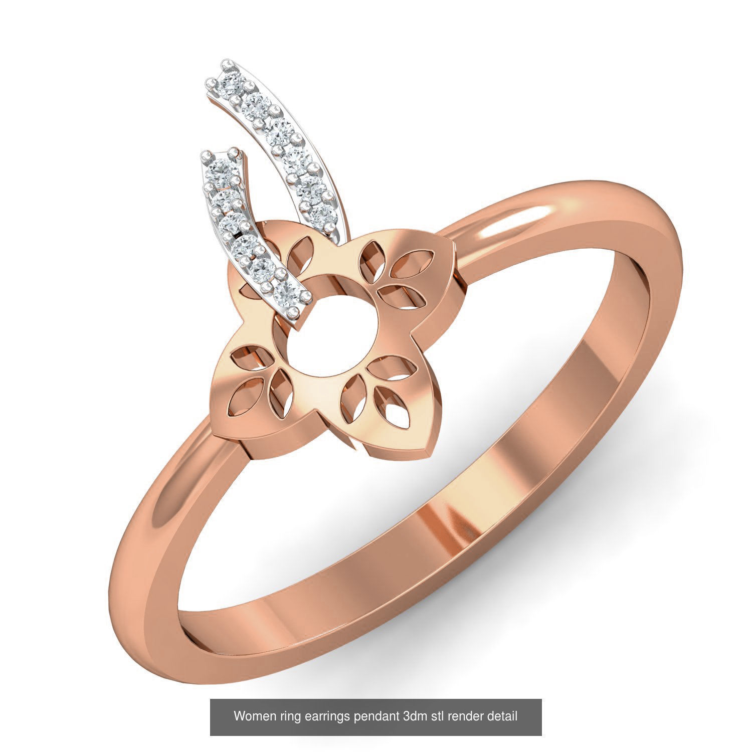 164 Women ring earrings pendant 3dm stl render detail  3D Model Collection_78