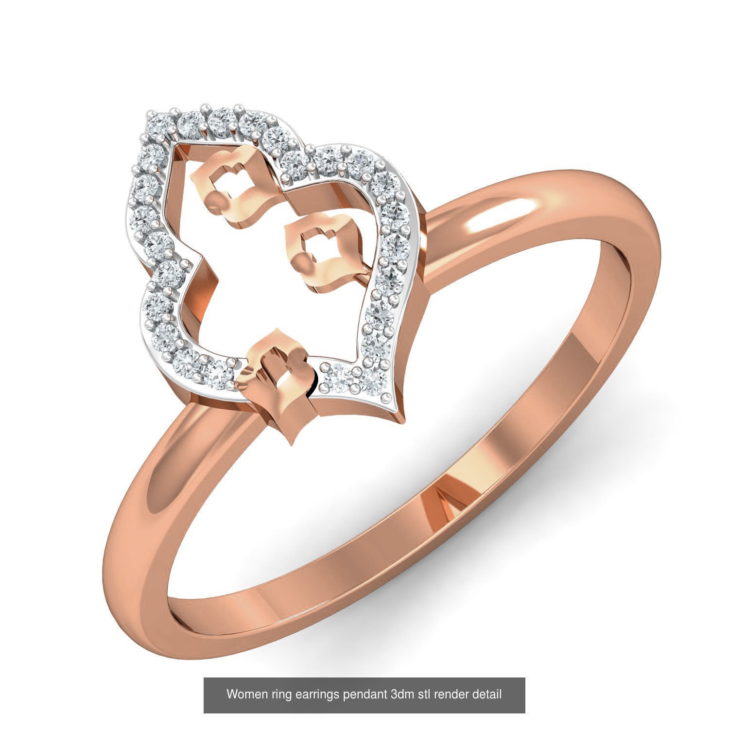 164 Women ring earrings pendant 3dm stl render detail  3D Model Collection_119