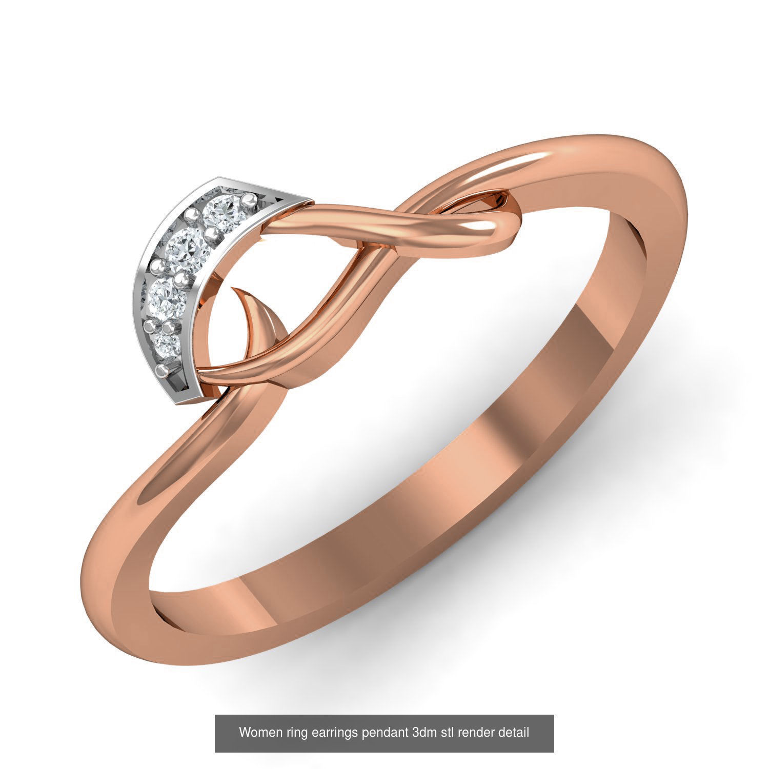 164 Women ring earrings pendant 3dm stl render detail  3D Model Collection_14