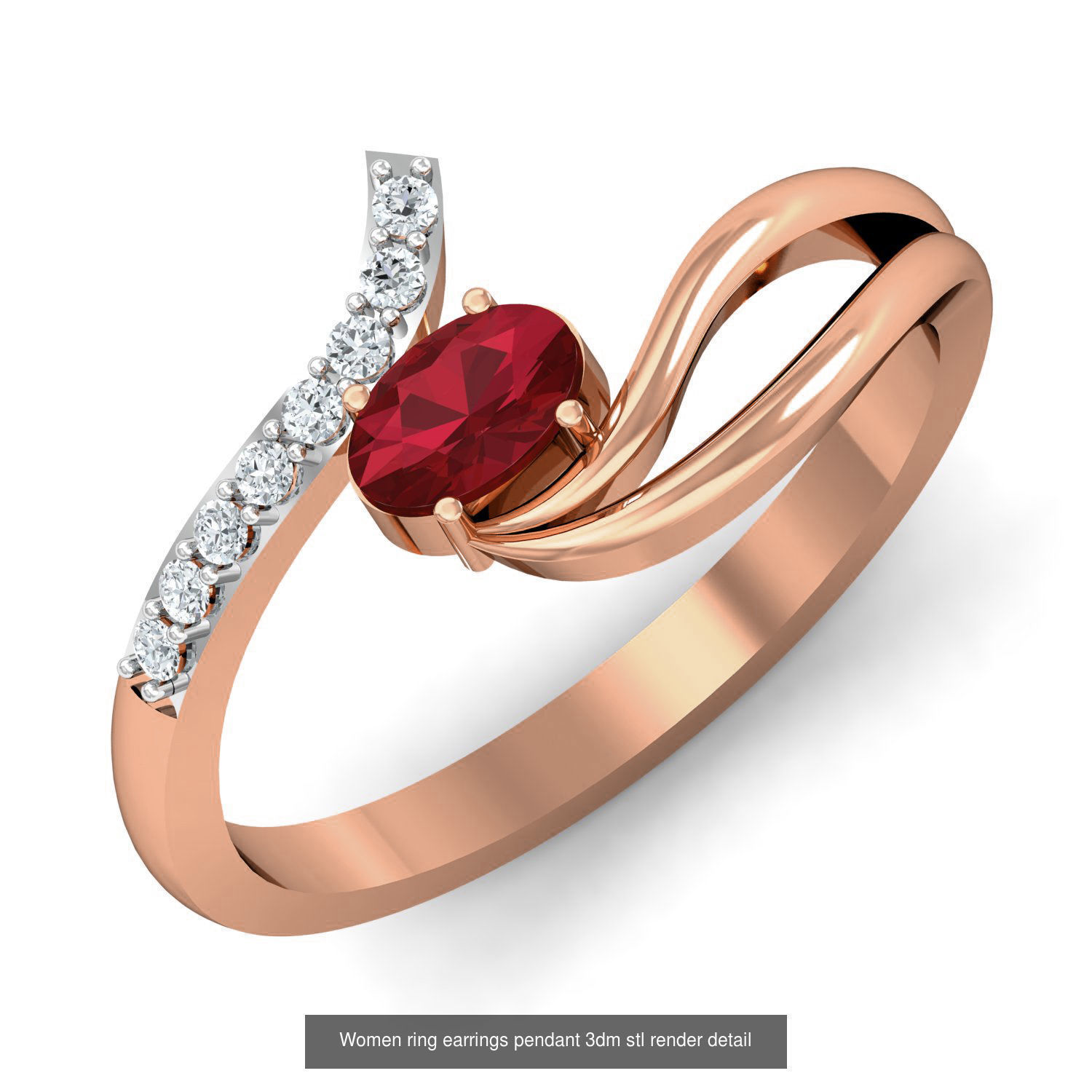 164 Women ring earrings pendant 3dm stl render detail  3D Model Collection_76