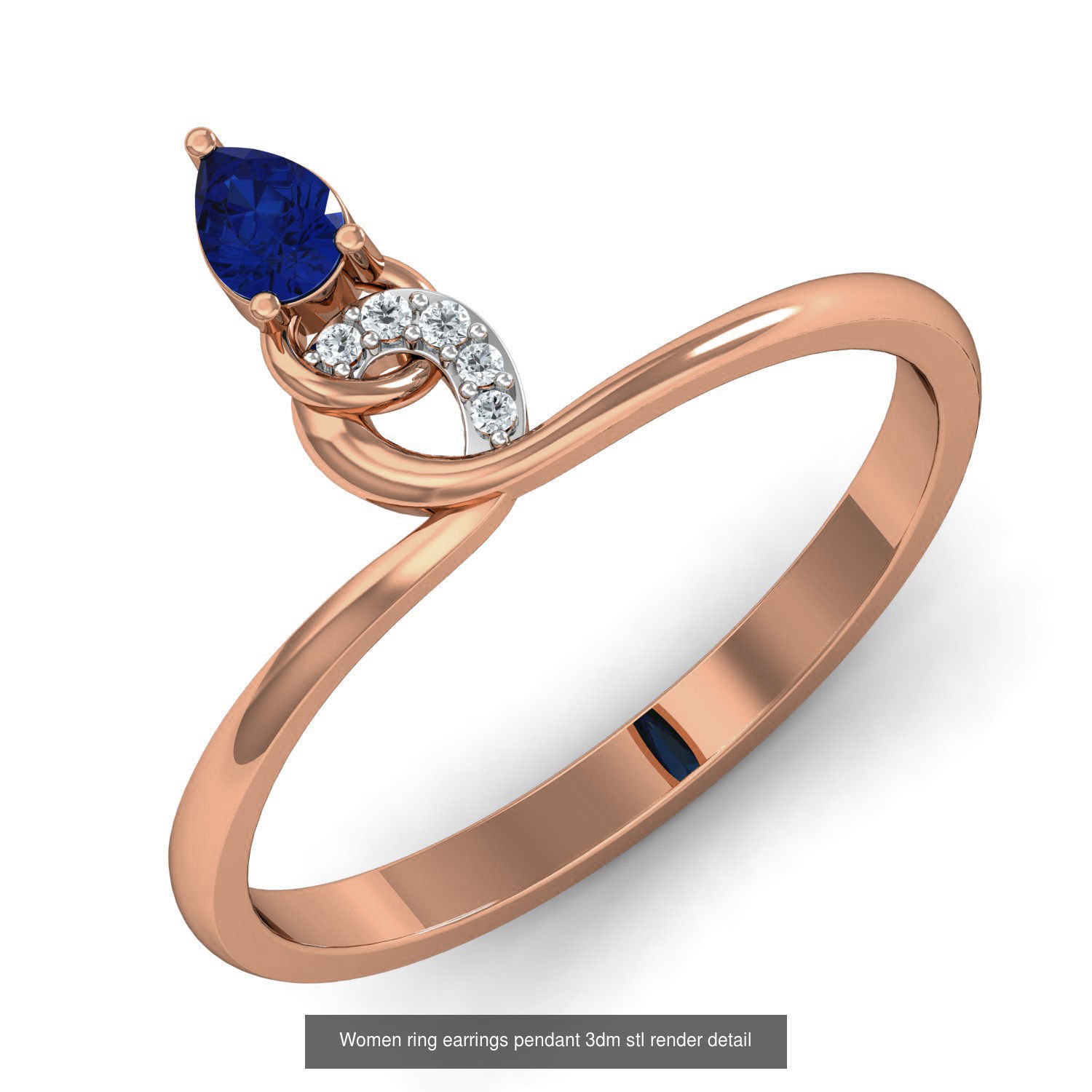 164 Women ring earrings pendant 3dm stl render detail  3D Model Collection_55