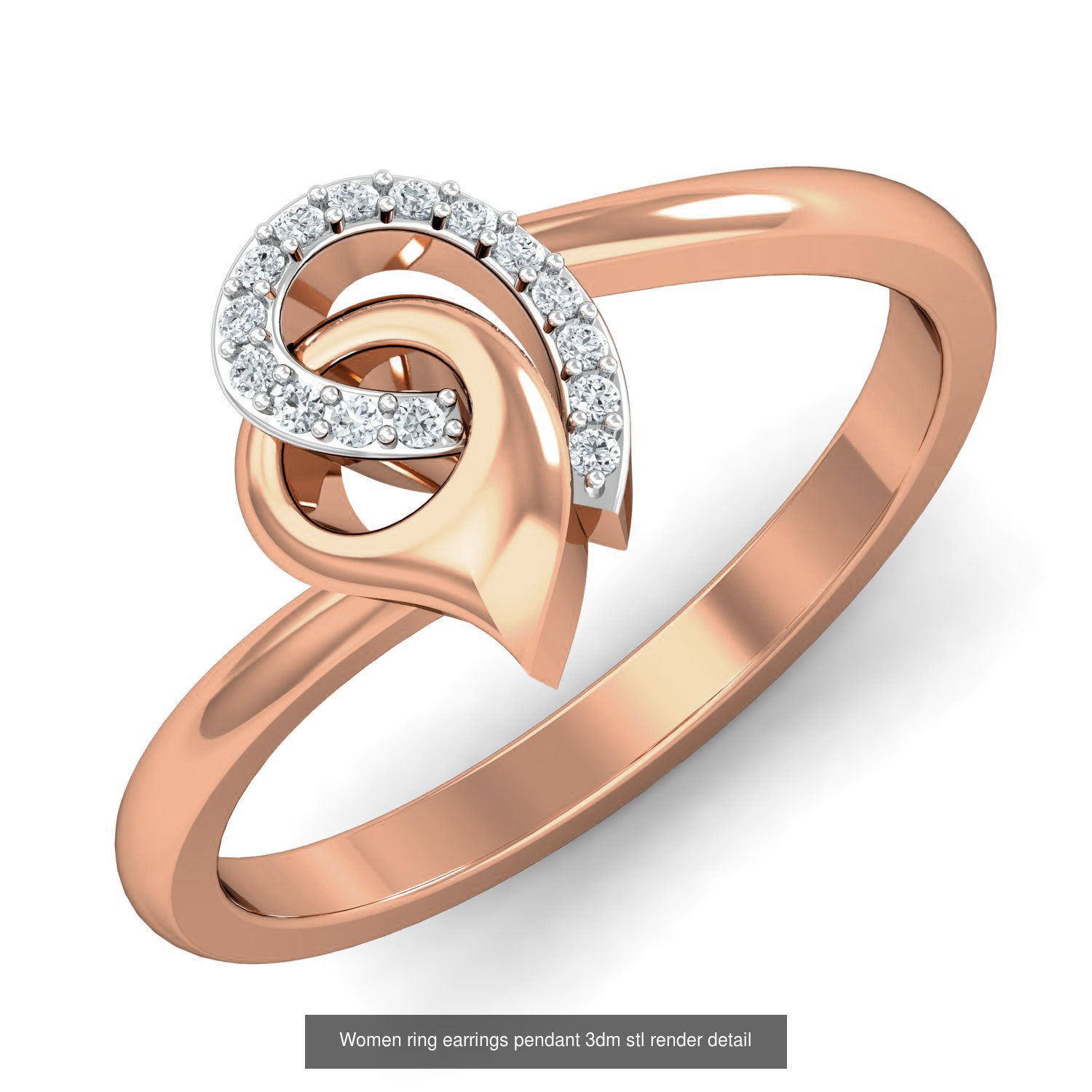 164 Women ring earrings pendant 3dm stl render detail  3D Model Collection_107