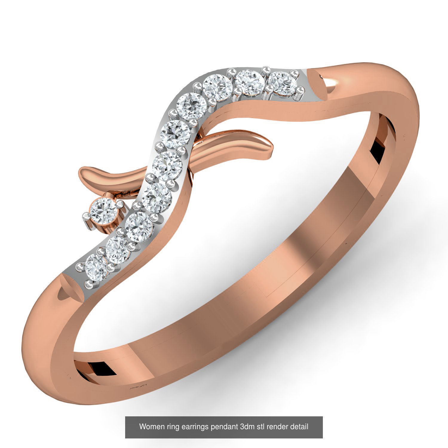 164 Women ring earrings pendant 3dm stl render detail  3D Model Collection_61