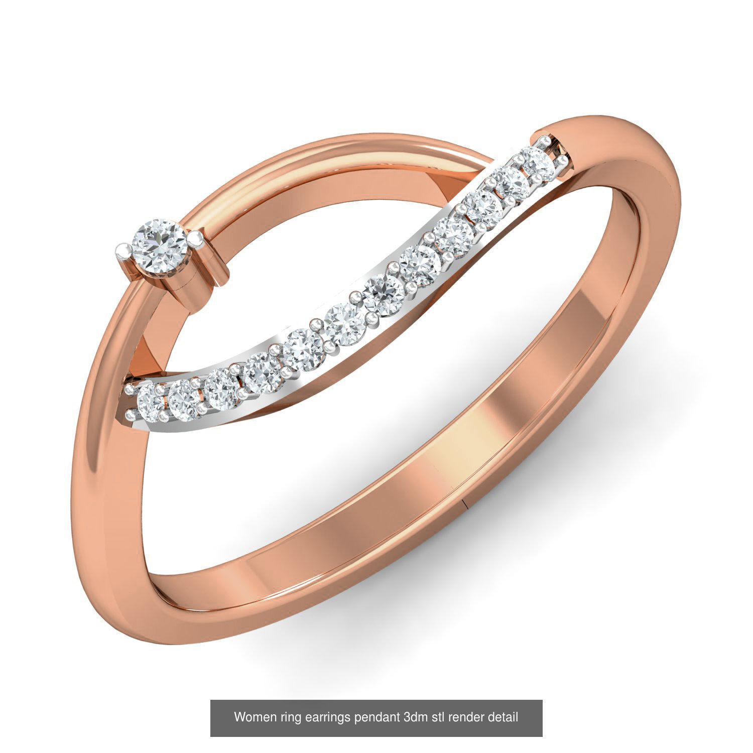 164 Women ring earrings pendant 3dm stl render detail  3D Model Collection_72