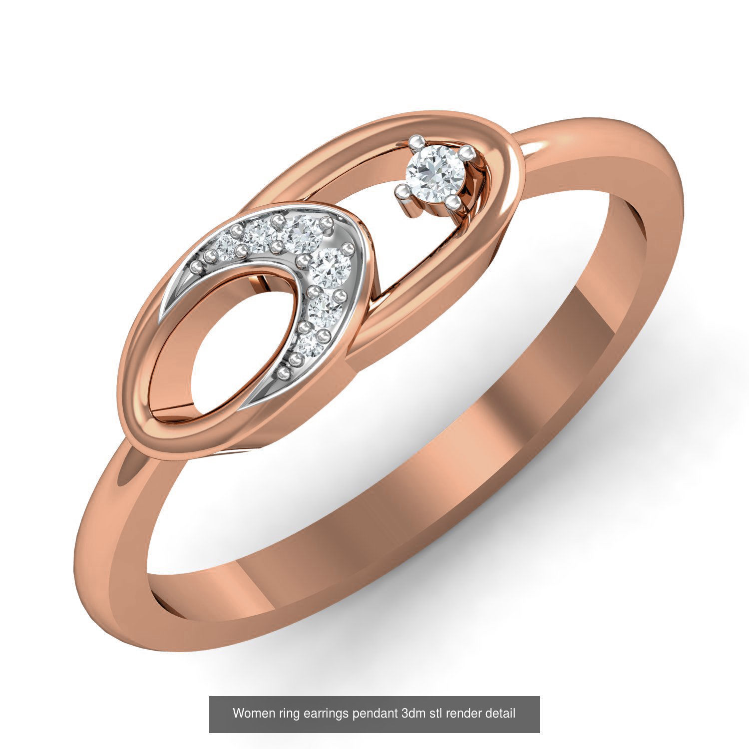 164 Women ring earrings pendant 3dm stl render detail  3D Model Collection_8