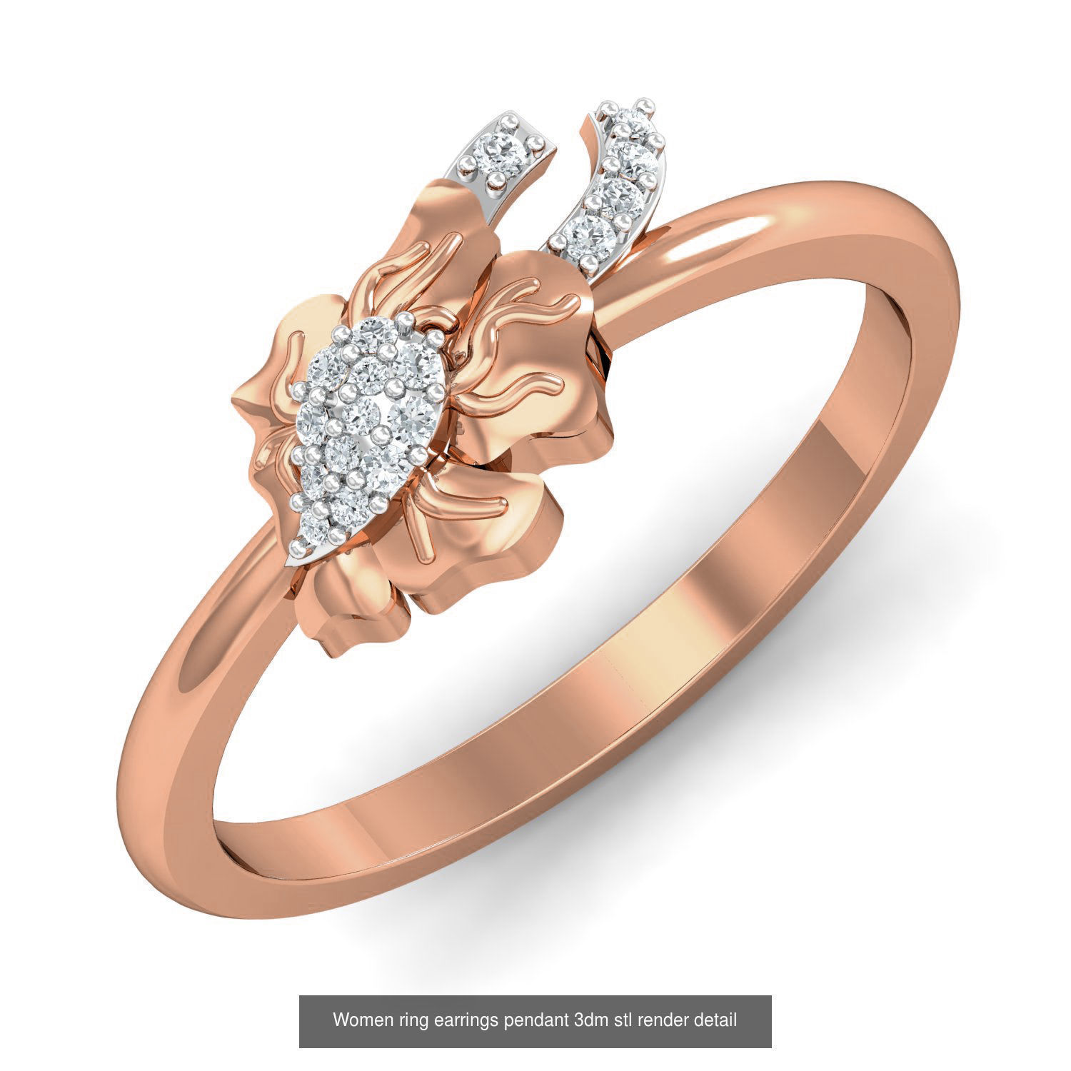 164 Women ring earrings pendant 3dm stl render detail  3D Model Collection_102