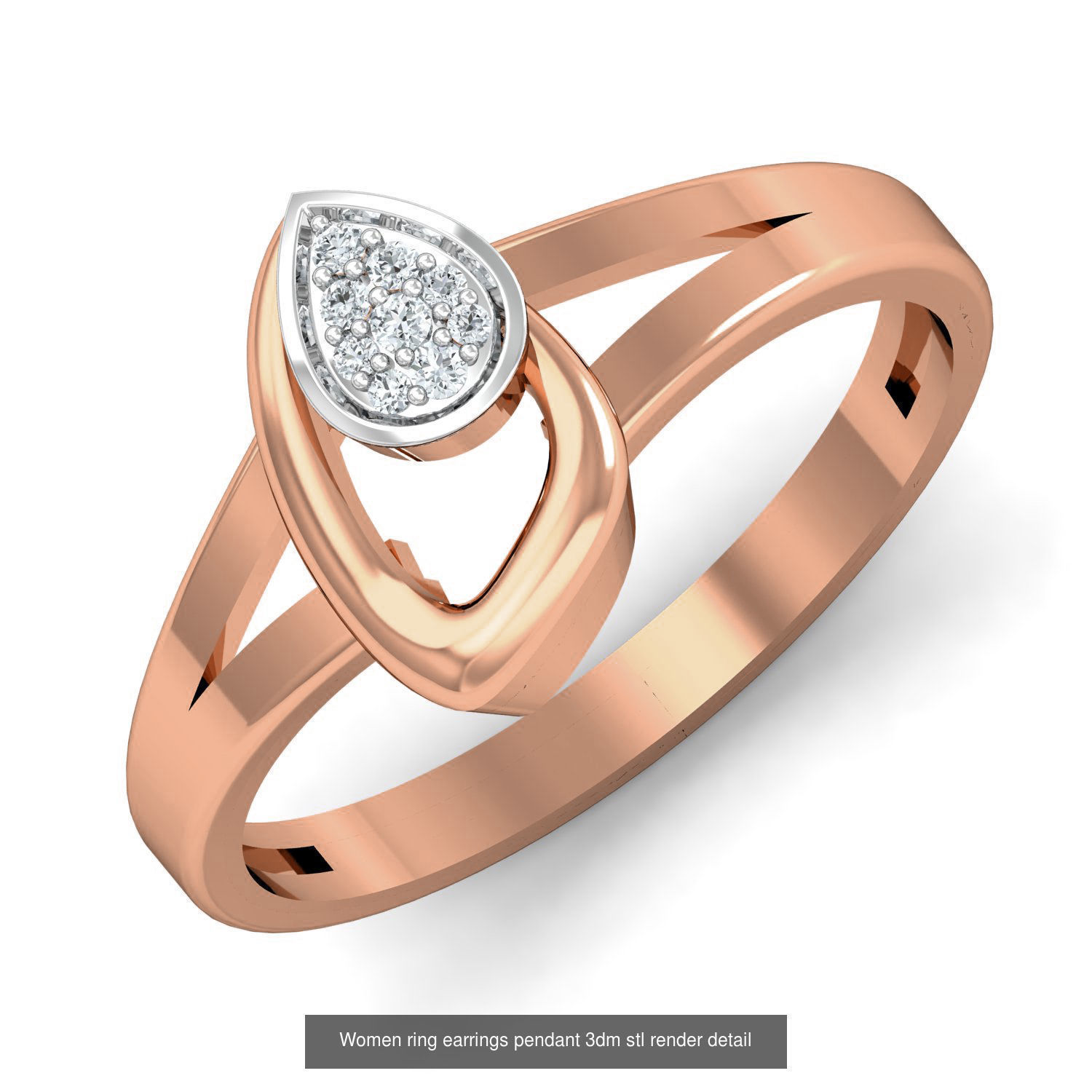 164 Women ring earrings pendant 3dm stl render detail  3D Model Collection_92