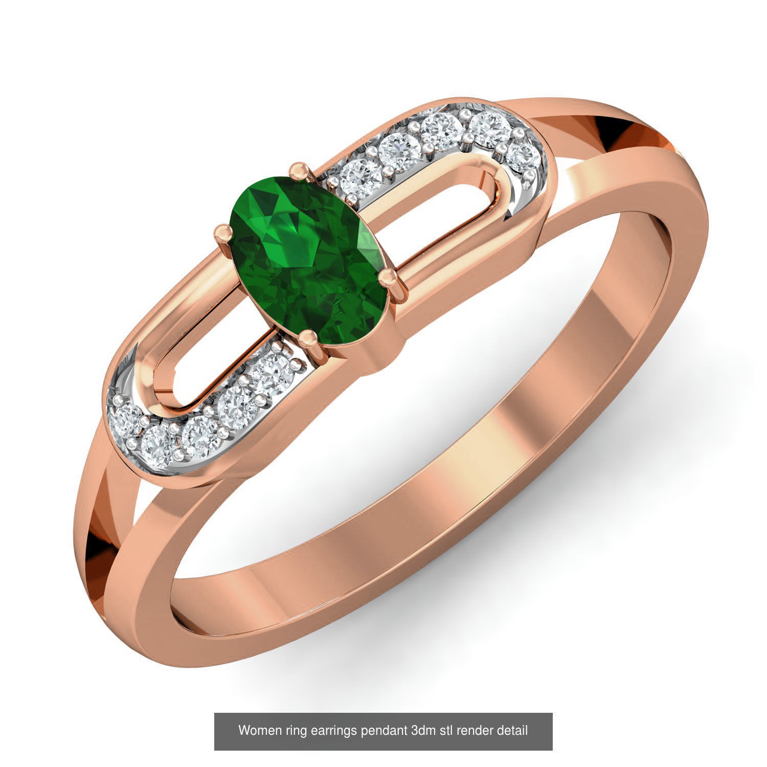 164 Women ring earrings pendant 3dm stl render detail  3D Model Collection_75