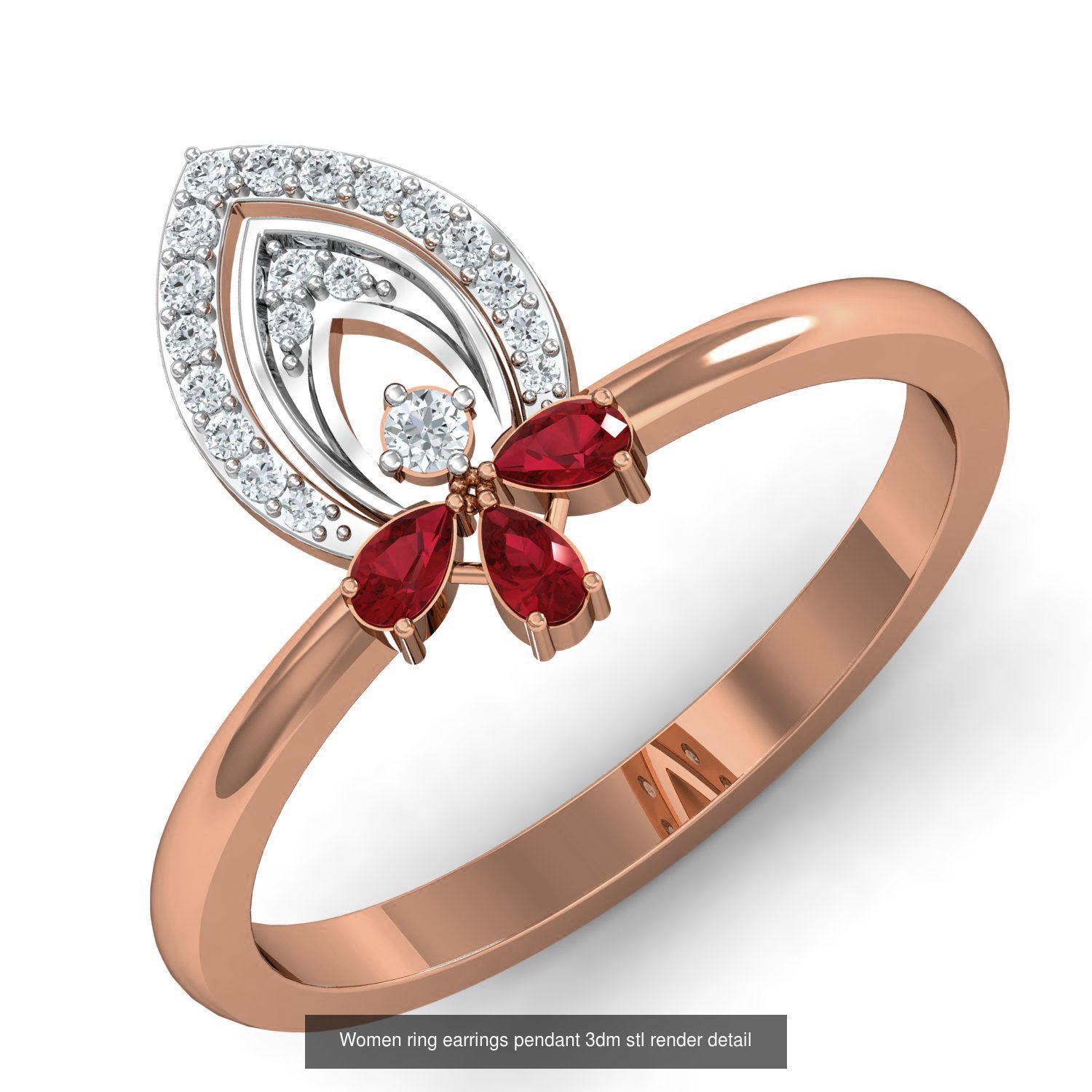 164 Women ring earrings pendant 3dm stl render detail  3D Model Collection_58