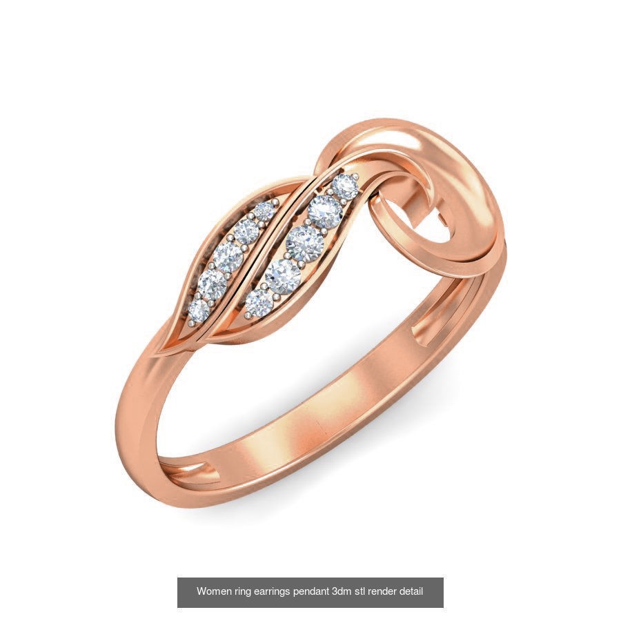 164 Women ring earrings pendant 3dm stl render detail  3D Model Collection_159