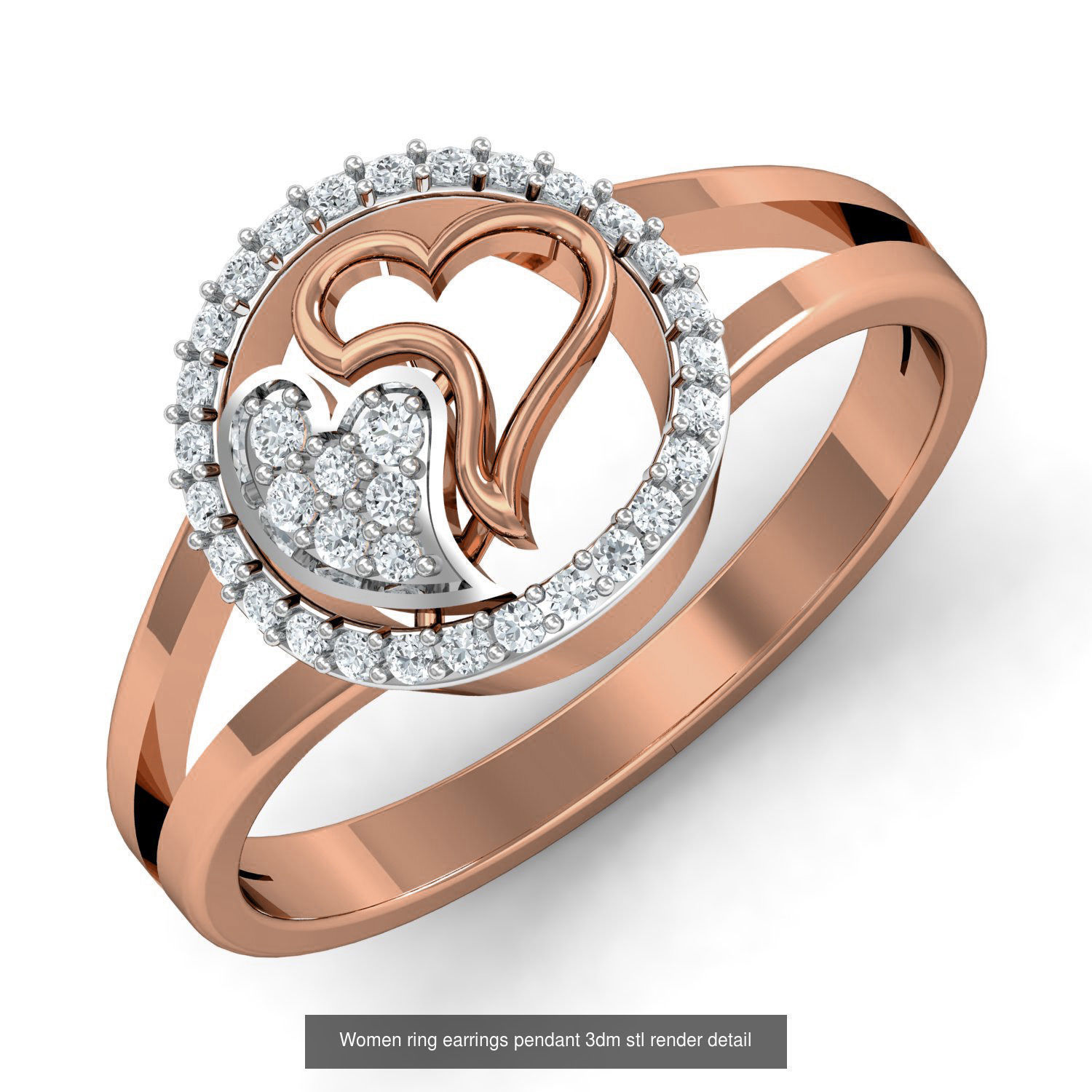 164 Women ring earrings pendant 3dm stl render detail  3D Model Collection_130