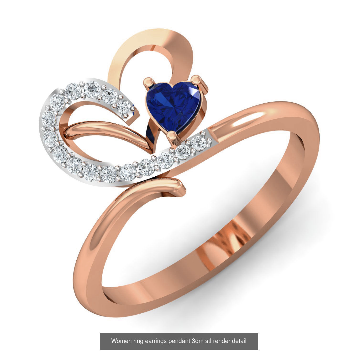 164 Women ring earrings pendant 3dm stl render detail  3D Model Collection_82