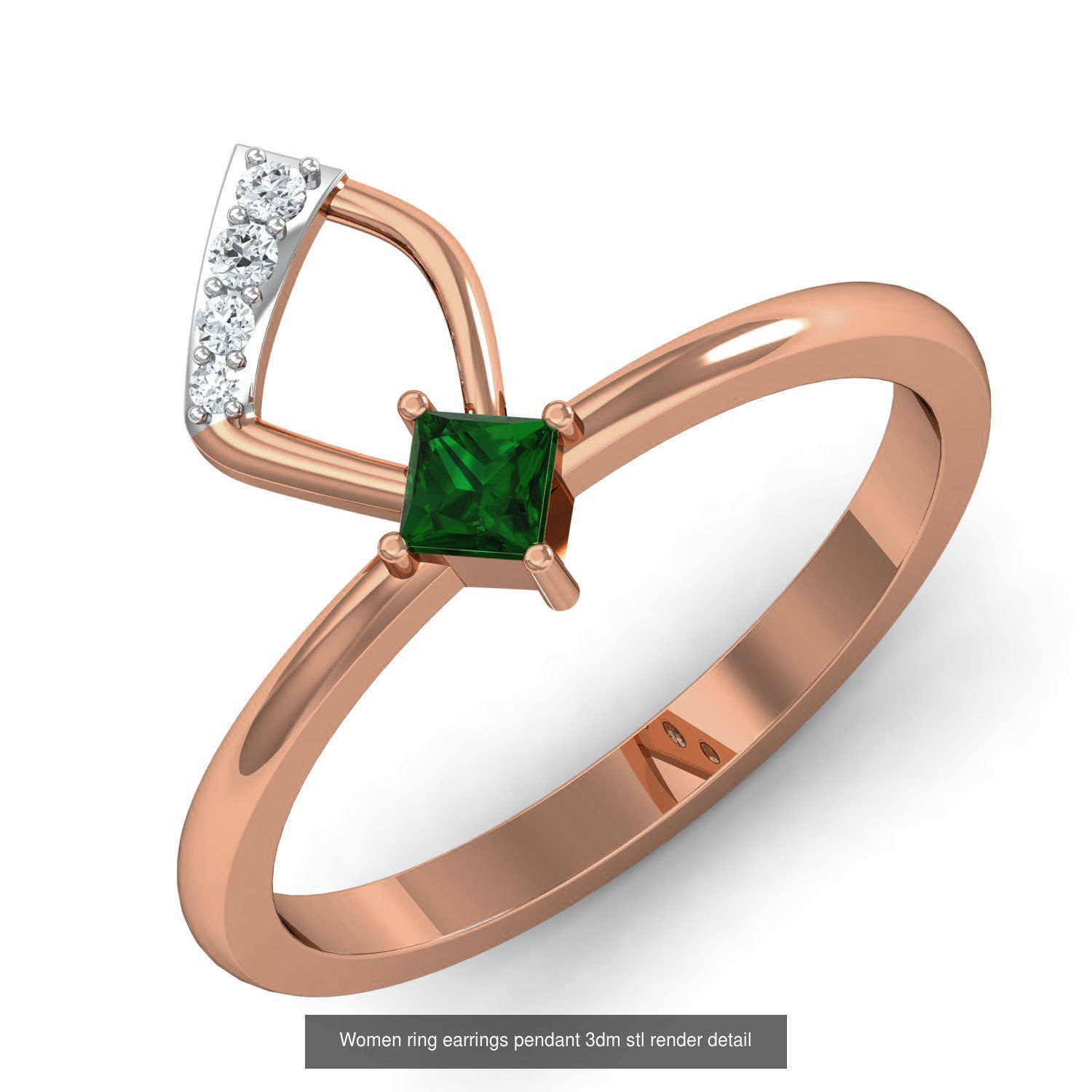 164 Women ring earrings pendant 3dm stl render detail  3D Model Collection_53