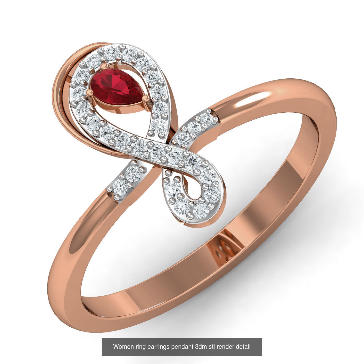 164 Women ring earrings pendant 3dm stl render detail  3D Model Collection_1