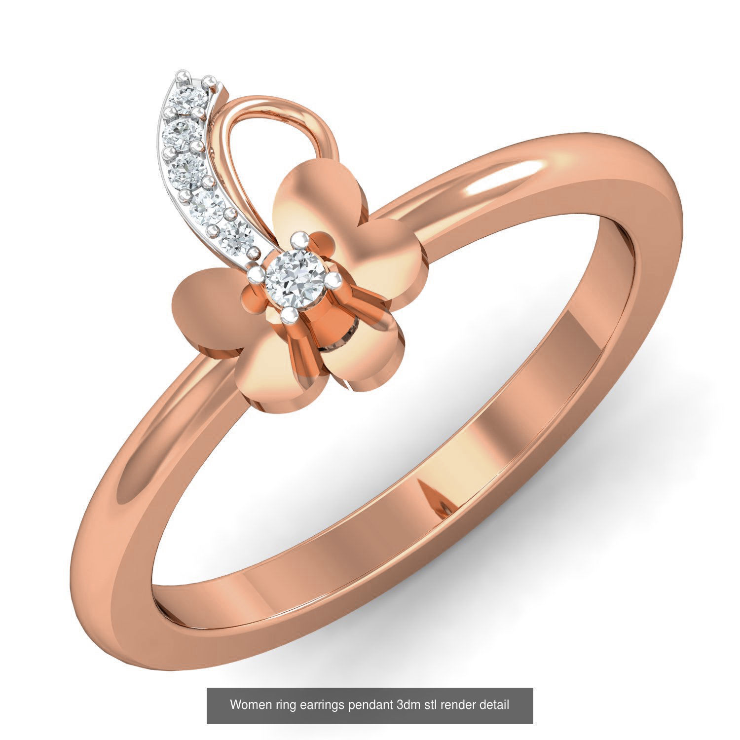 164 Women ring earrings pendant 3dm stl render detail  3D Model Collection_110