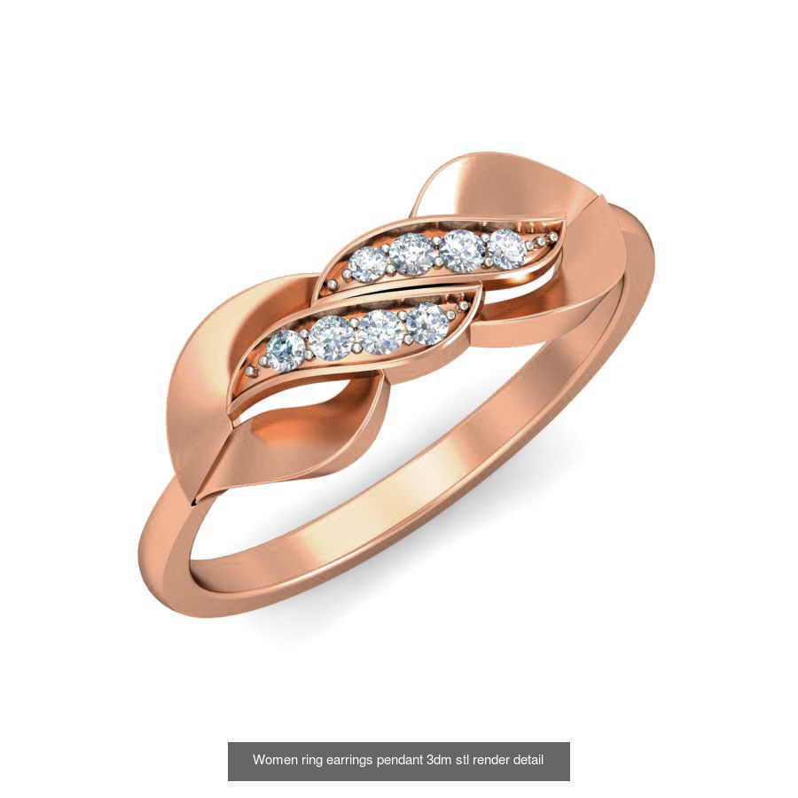 164 Women ring earrings pendant 3dm stl render detail  3D Model Collection_158