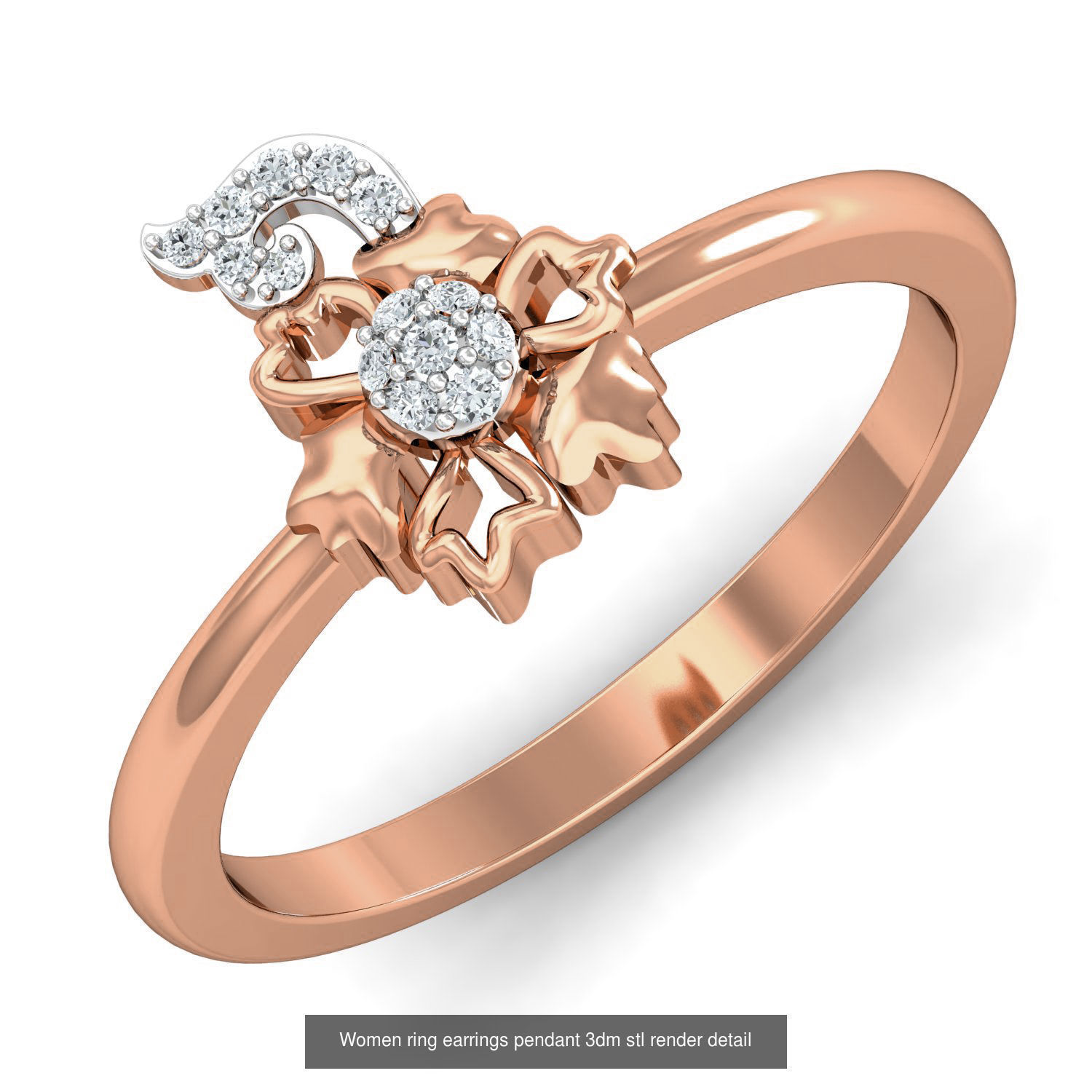 164 Women ring earrings pendant 3dm stl render detail  3D Model Collection_99