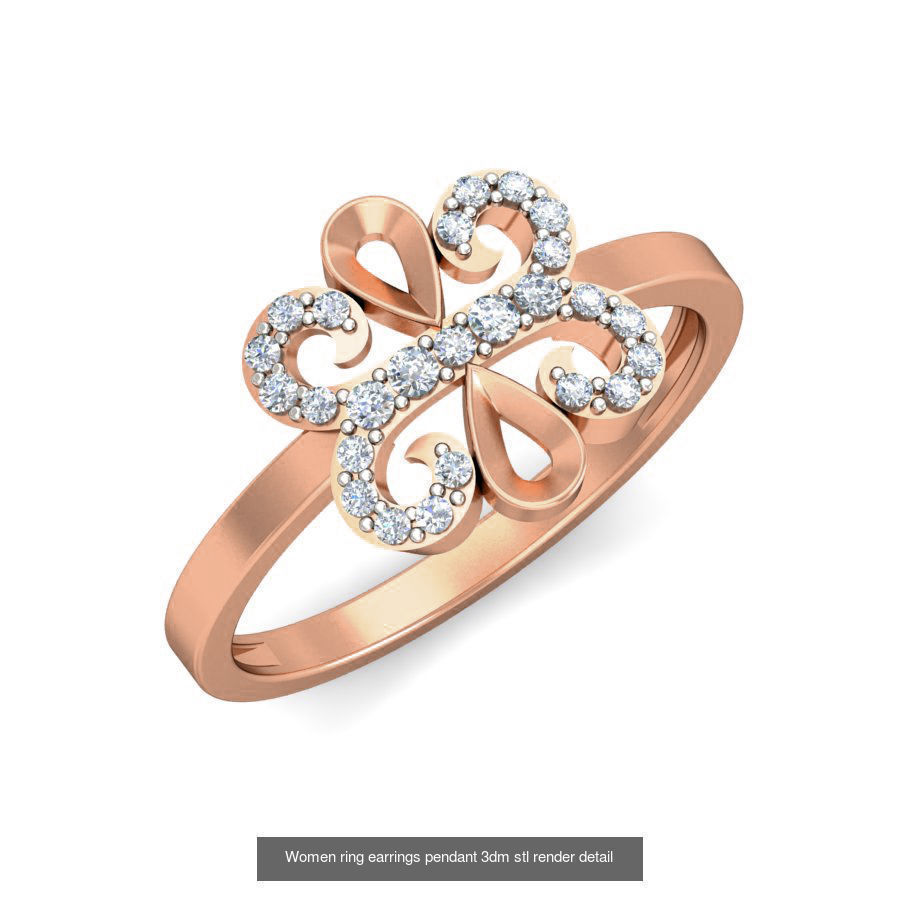 164 Women ring earrings pendant 3dm stl render detail  3D Model Collection_141