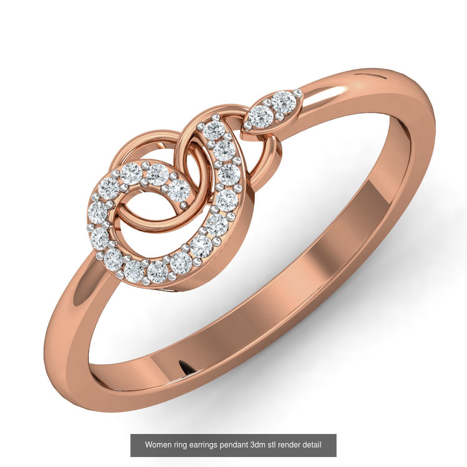 164 Women ring earrings pendant 3dm stl render detail  3D Model Collection_64