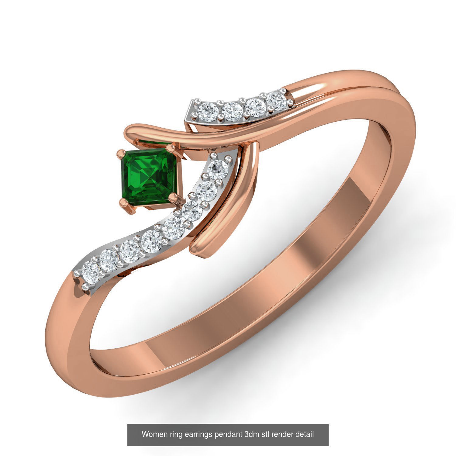 164 Women ring earrings pendant 3dm stl render detail  3D Model Collection_59