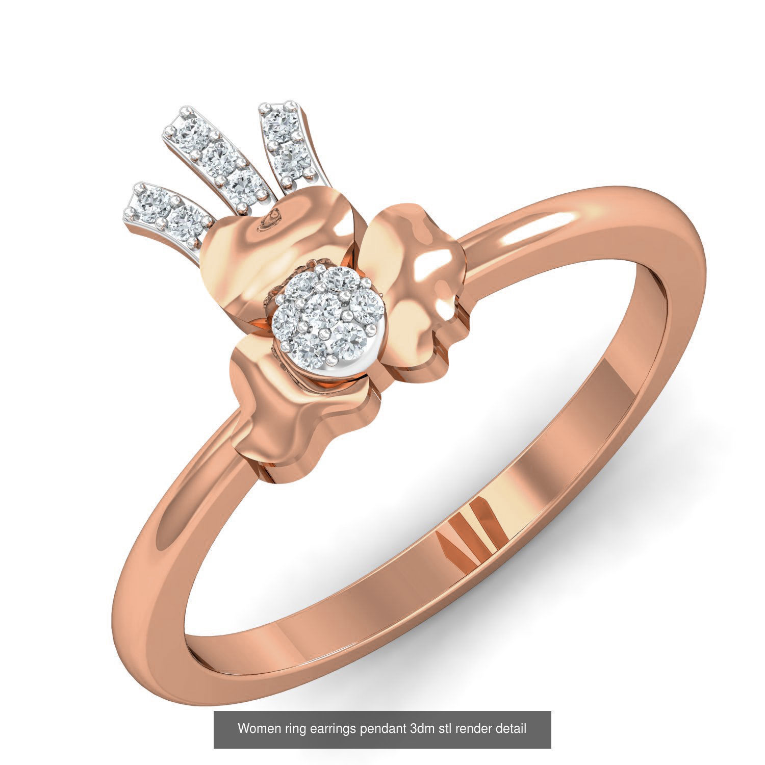 164 Women ring earrings pendant 3dm stl render detail  3D Model Collection_101