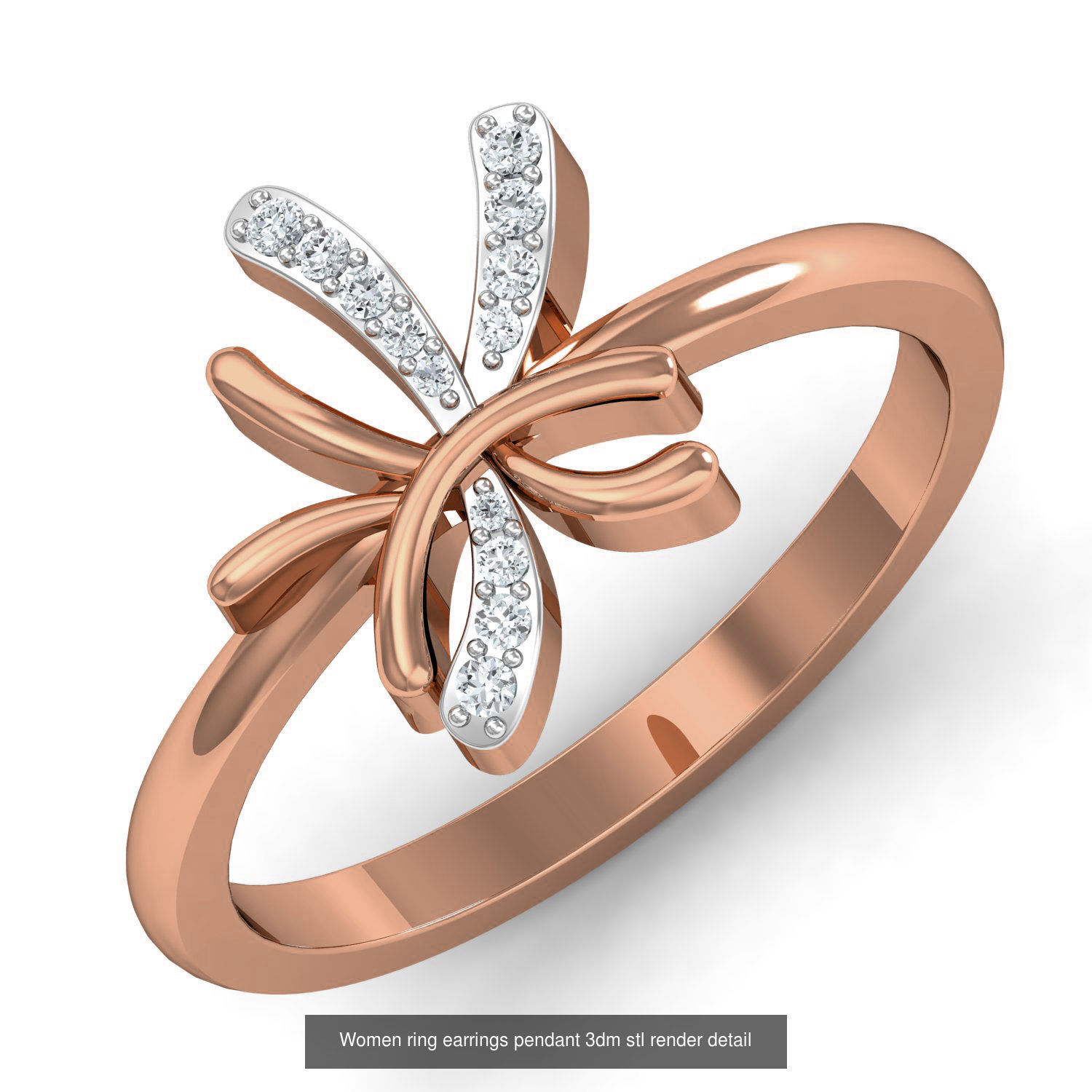 164 Women ring earrings pendant 3dm stl render detail  3D Model Collection_65