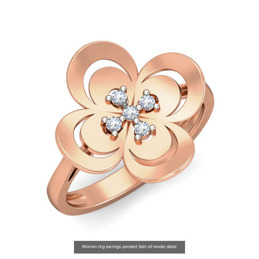 164 Women ring earrings pendant 3dm stl render detail  3D Model Collection_148