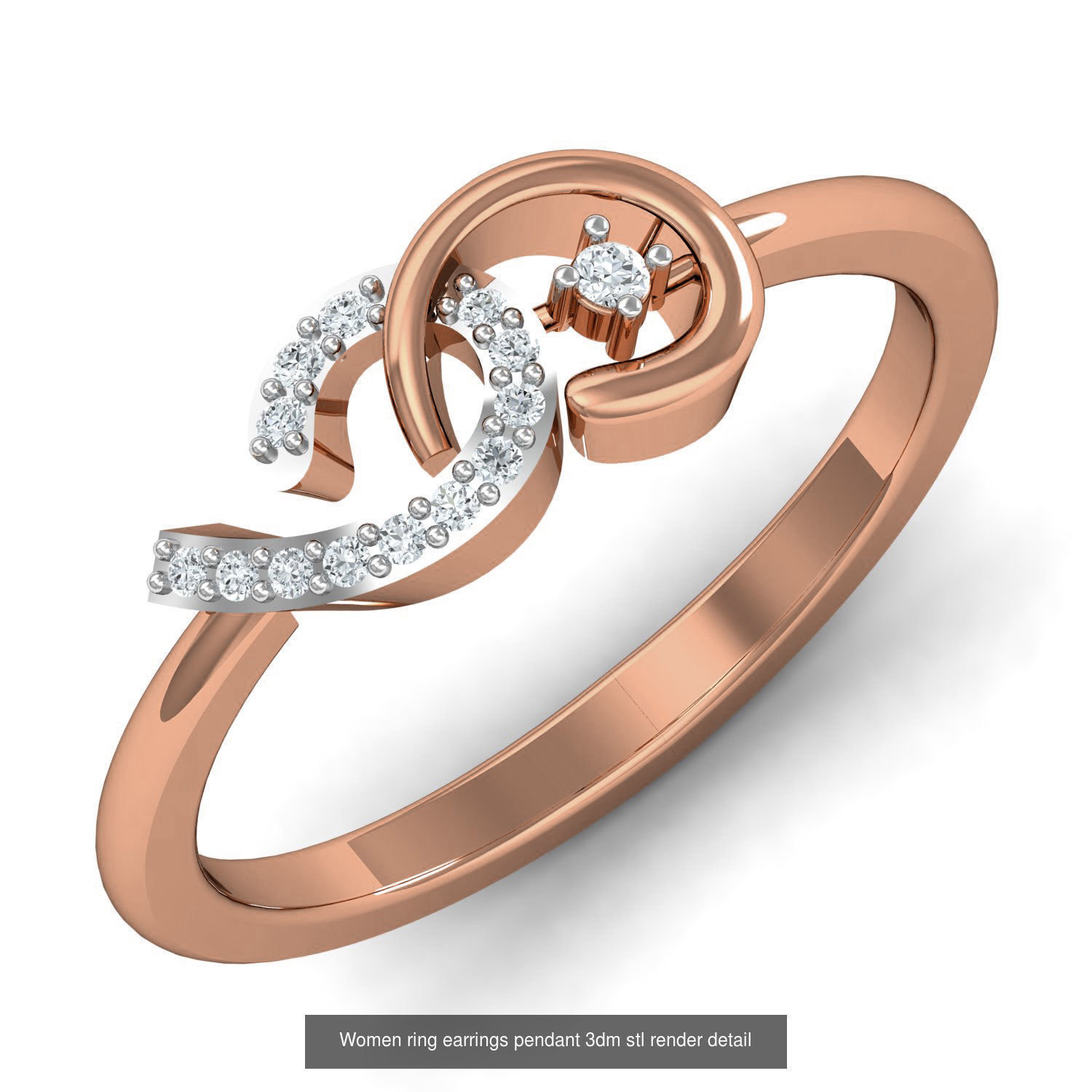 164 Women ring earrings pendant 3dm stl render detail  3D Model Collection_18