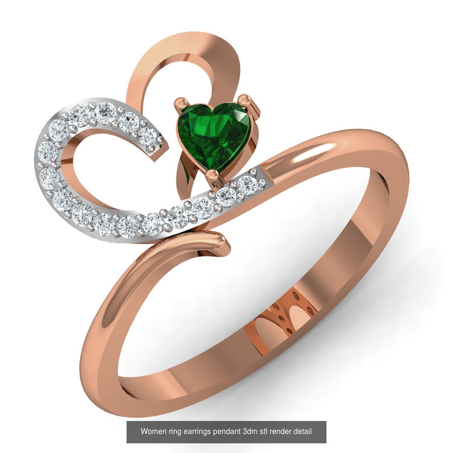 164 Women ring earrings pendant 3dm stl render detail  3D Model Collection_47