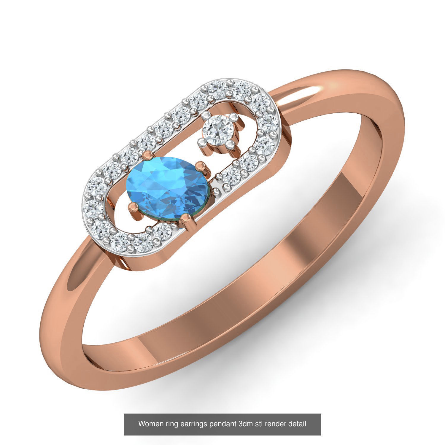 164 Women ring earrings pendant 3dm stl render detail  3D Model Collection_27