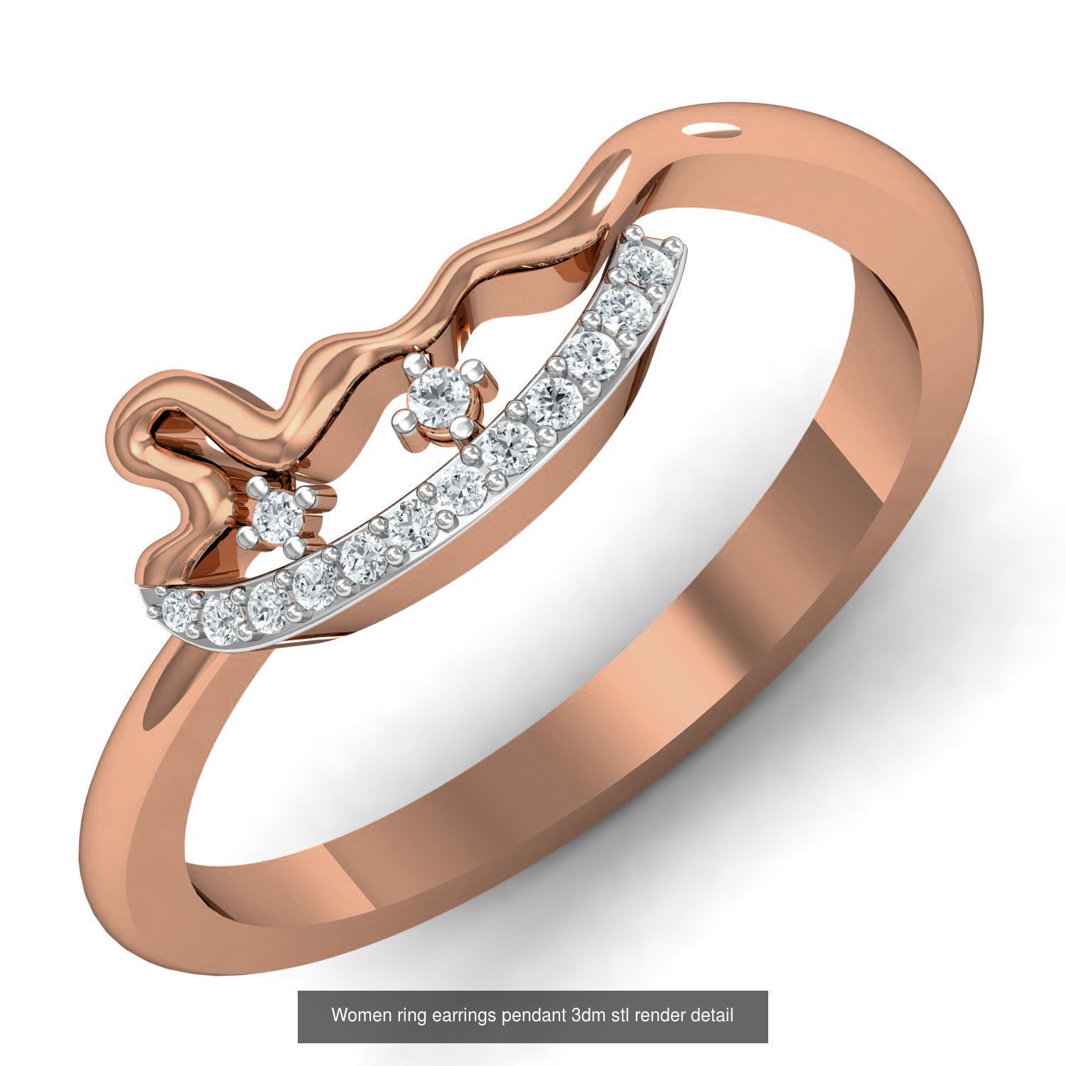 164 Women ring earrings pendant 3dm stl render detail  3D Model Collection_17