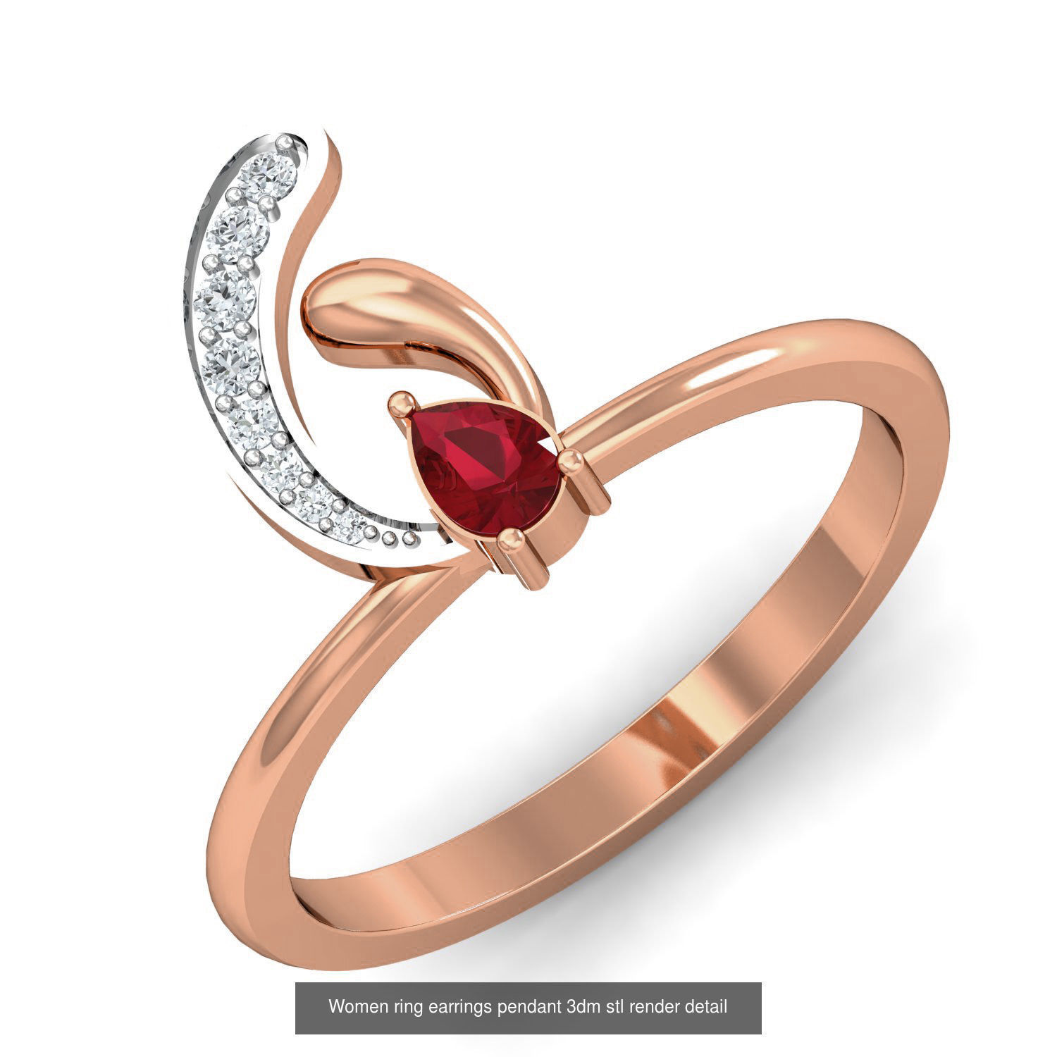 164 Women ring earrings pendant 3dm stl render detail  3D Model Collection_74