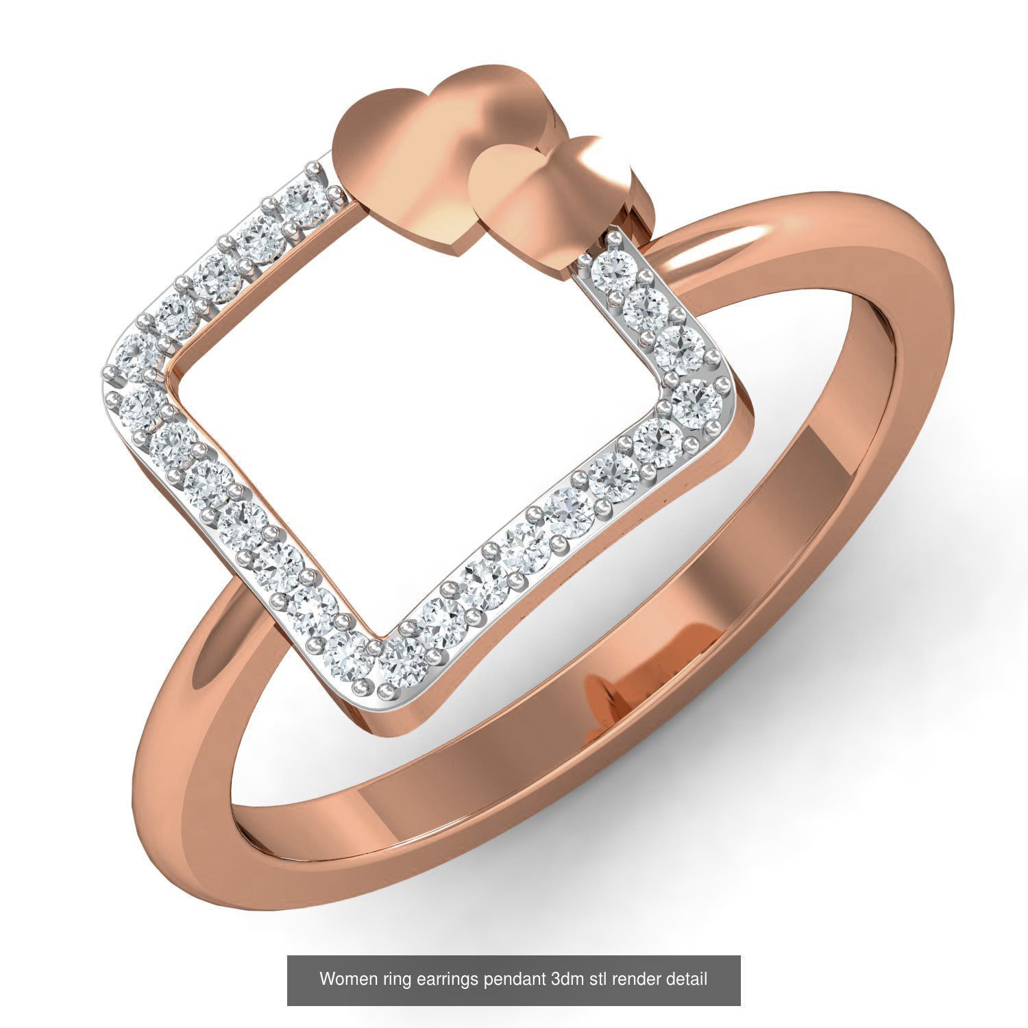 164 Women ring earrings pendant 3dm stl render detail  3D Model Collection_128