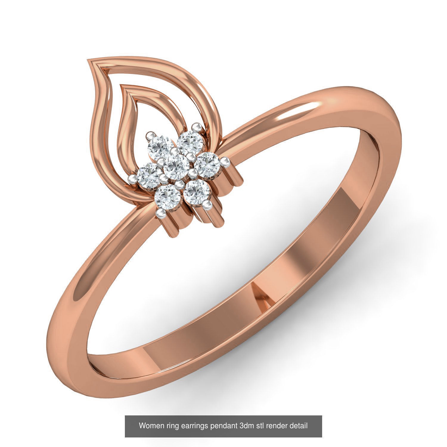 164 Women ring earrings pendant 3dm stl render detail  3D Model Collection_13