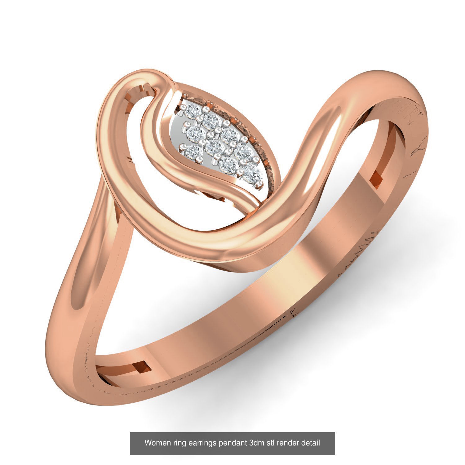 164 Women ring earrings pendant 3dm stl render detail  3D Model Collection_111