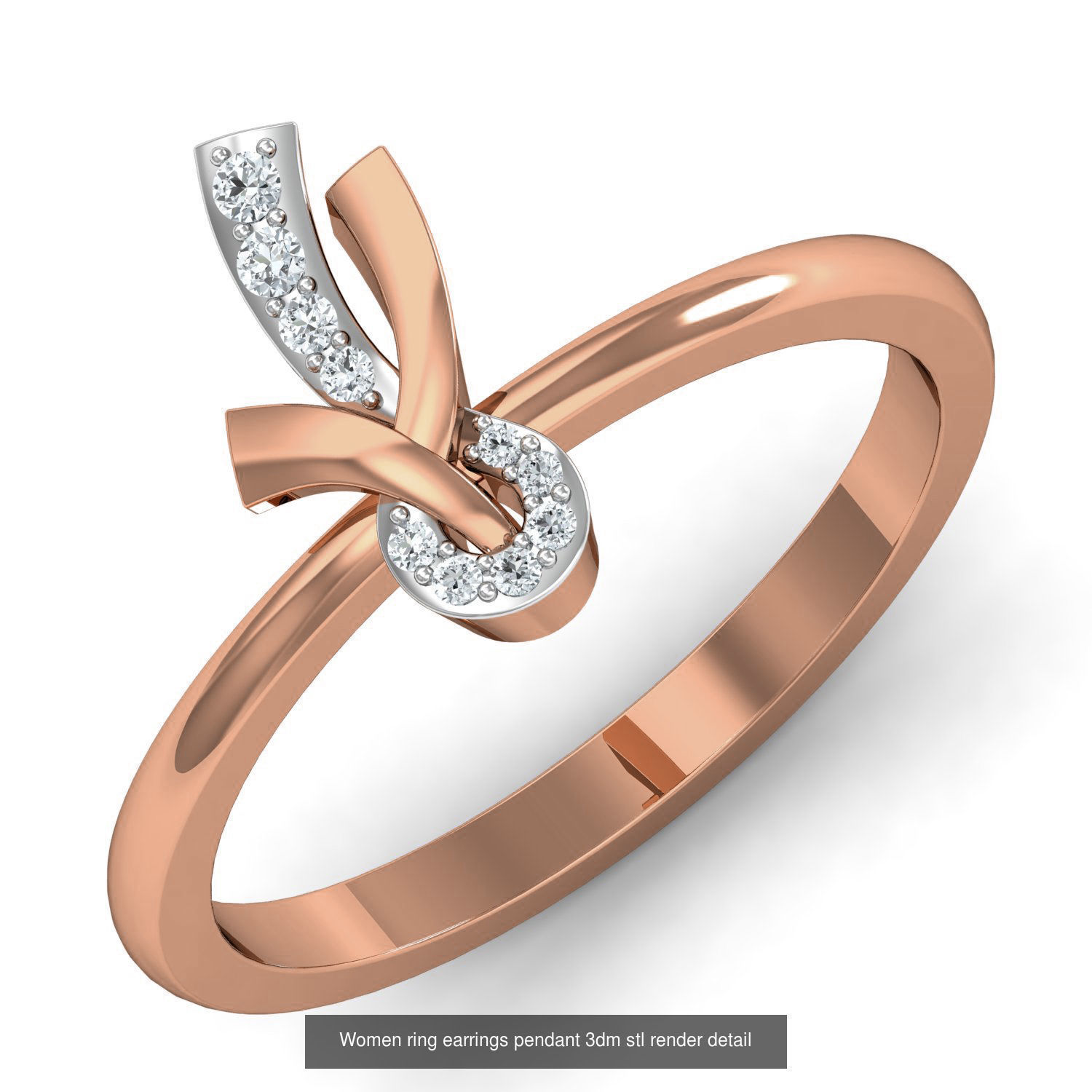 164 Women ring earrings pendant 3dm stl render detail  3D Model Collection_69