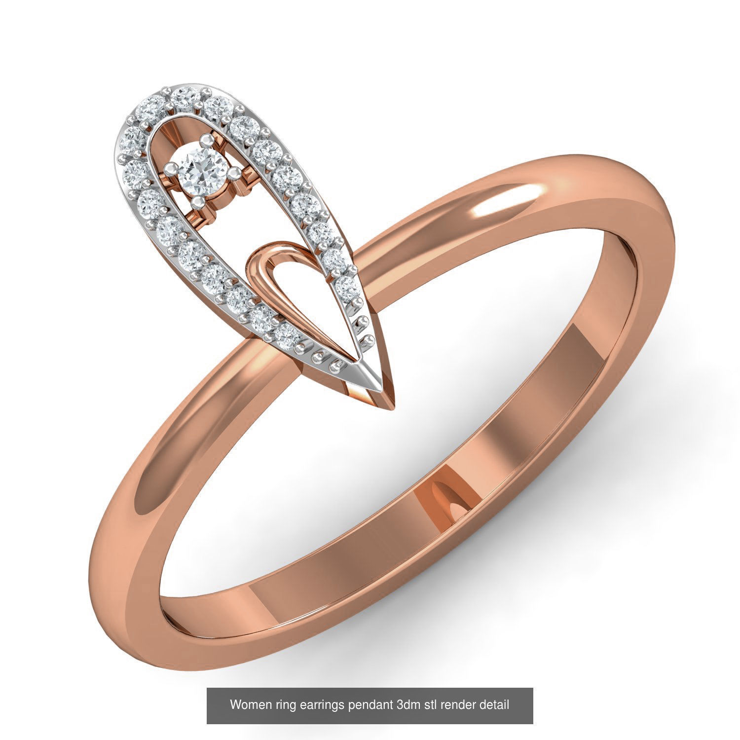 164 Women ring earrings pendant 3dm stl render detail  3D Model Collection_29