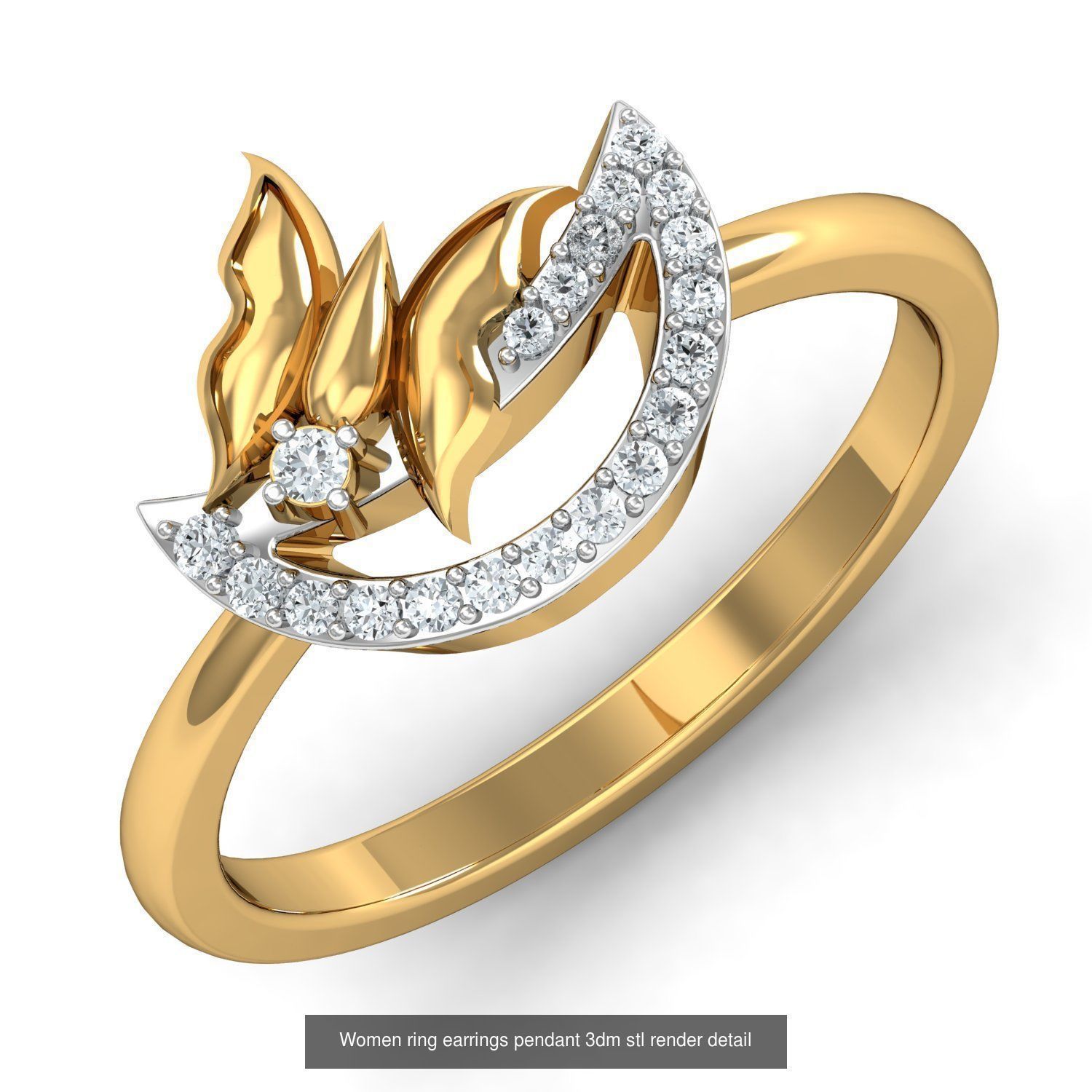 164 Women ring earrings pendant 3dm stl render detail  3D Model Collection_20