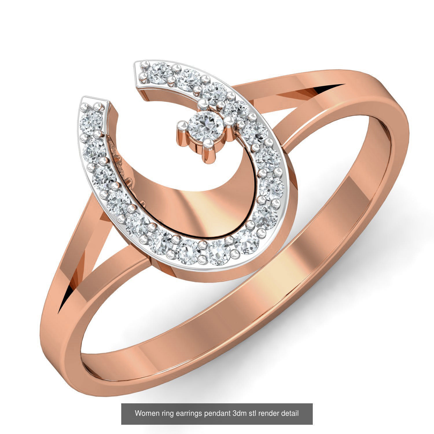 164 Women ring earrings pendant 3dm stl render detail  3D Model Collection_113