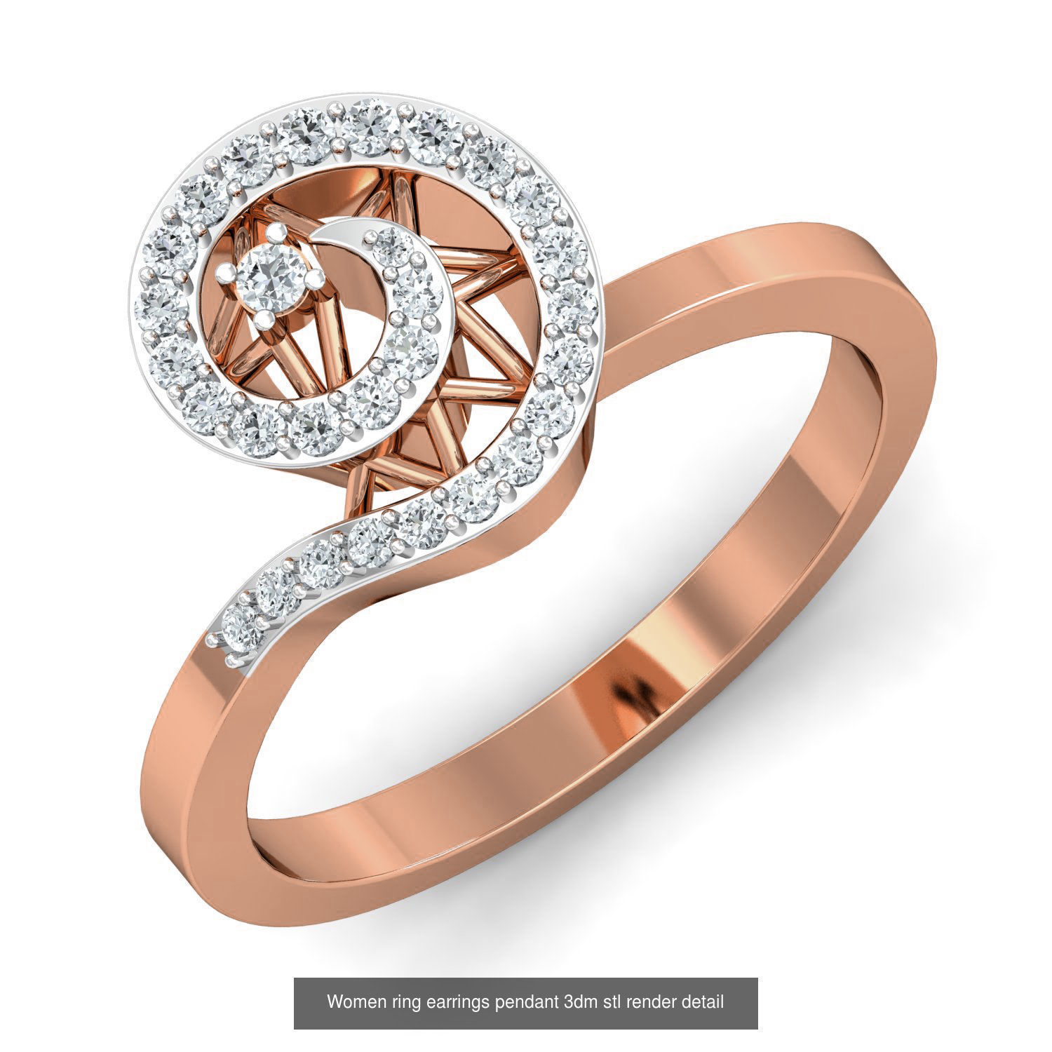 164 Women ring earrings pendant 3dm stl render detail  3D Model Collection_94