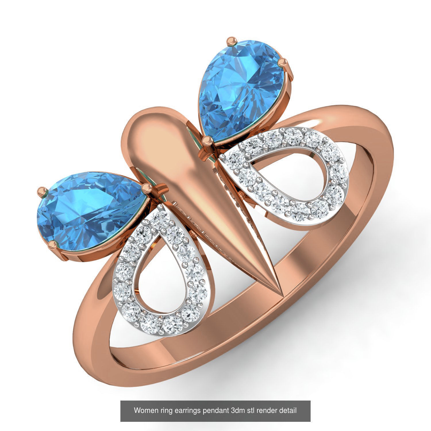 164 Women ring earrings pendant 3dm stl render detail  3D Model Collection_30
