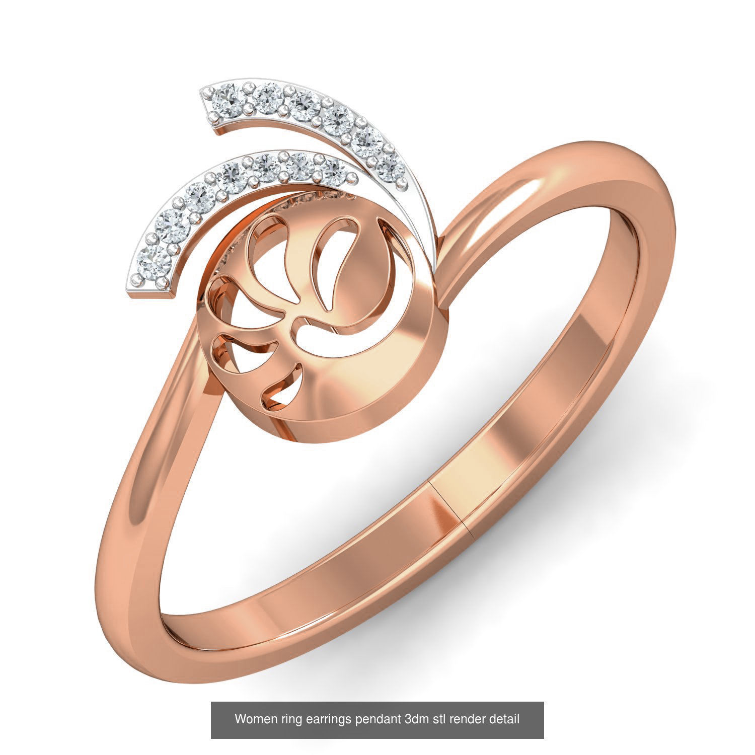 164 Women ring earrings pendant 3dm stl render detail  3D Model Collection_79