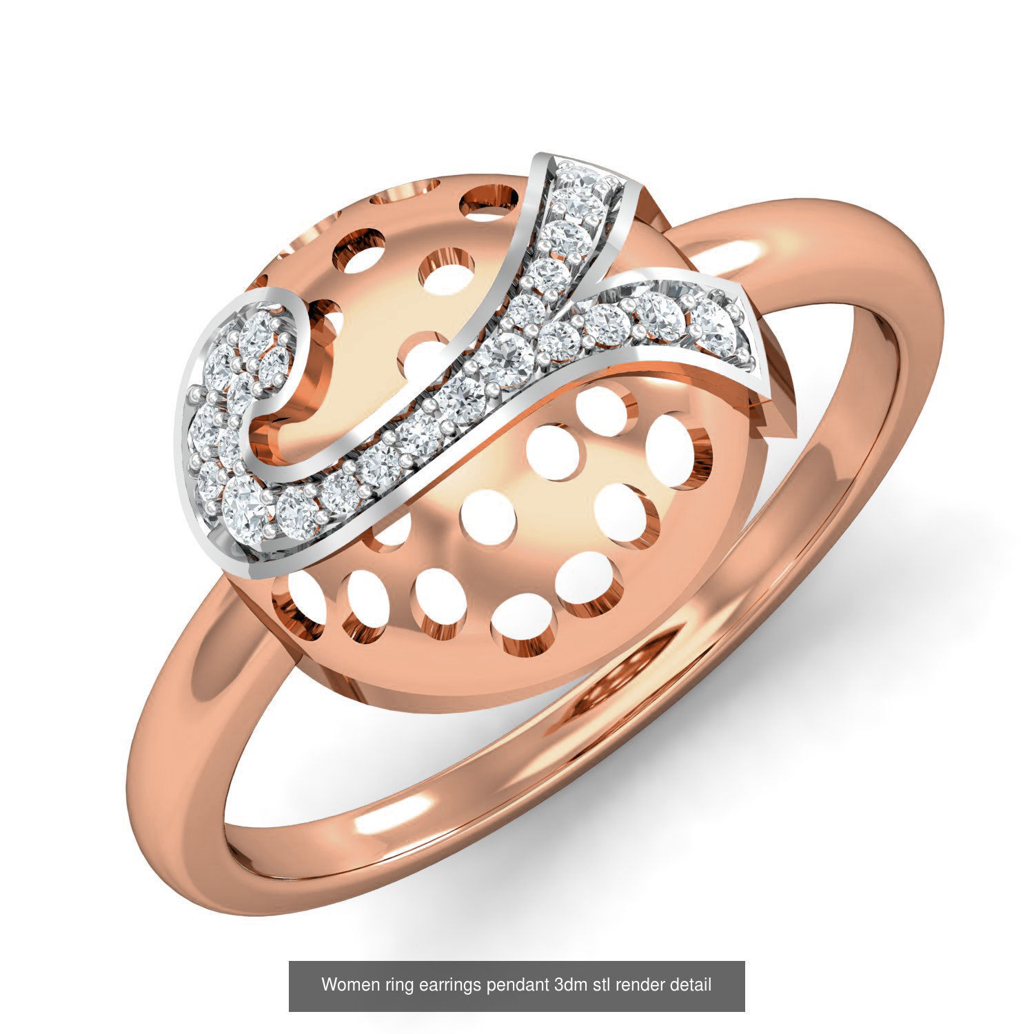 164 Women ring earrings pendant 3dm stl render detail  3D Model Collection_91