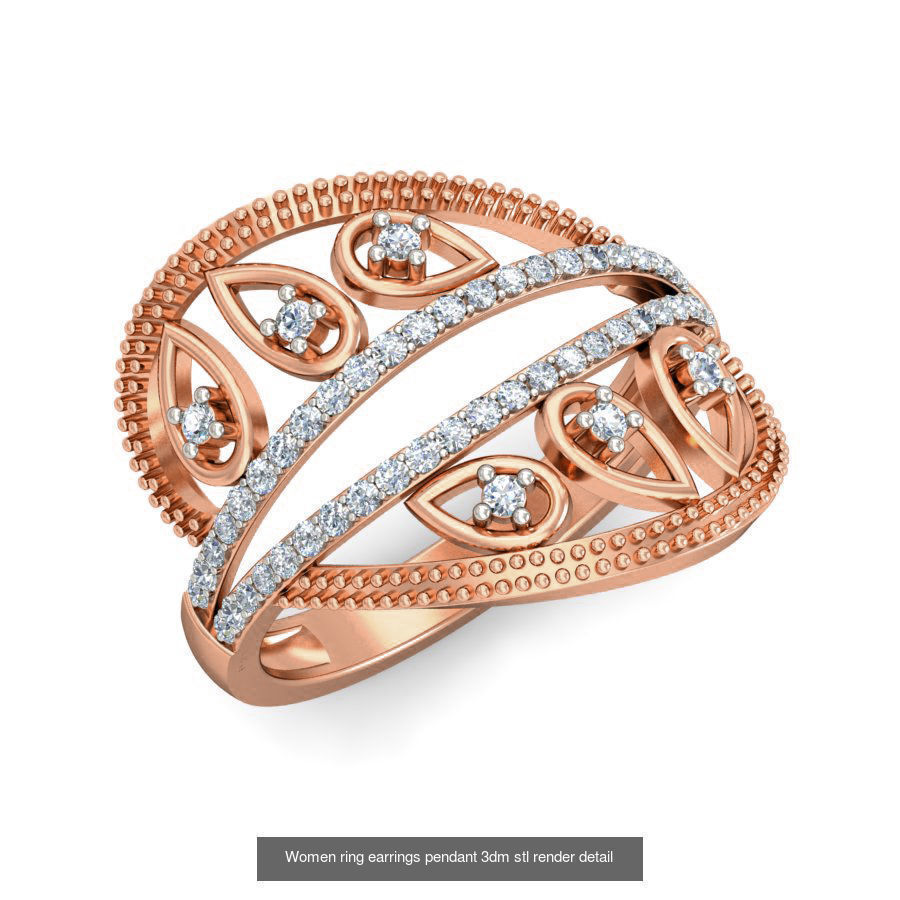 164 Women ring earrings pendant 3dm stl render detail  3D Model Collection_140