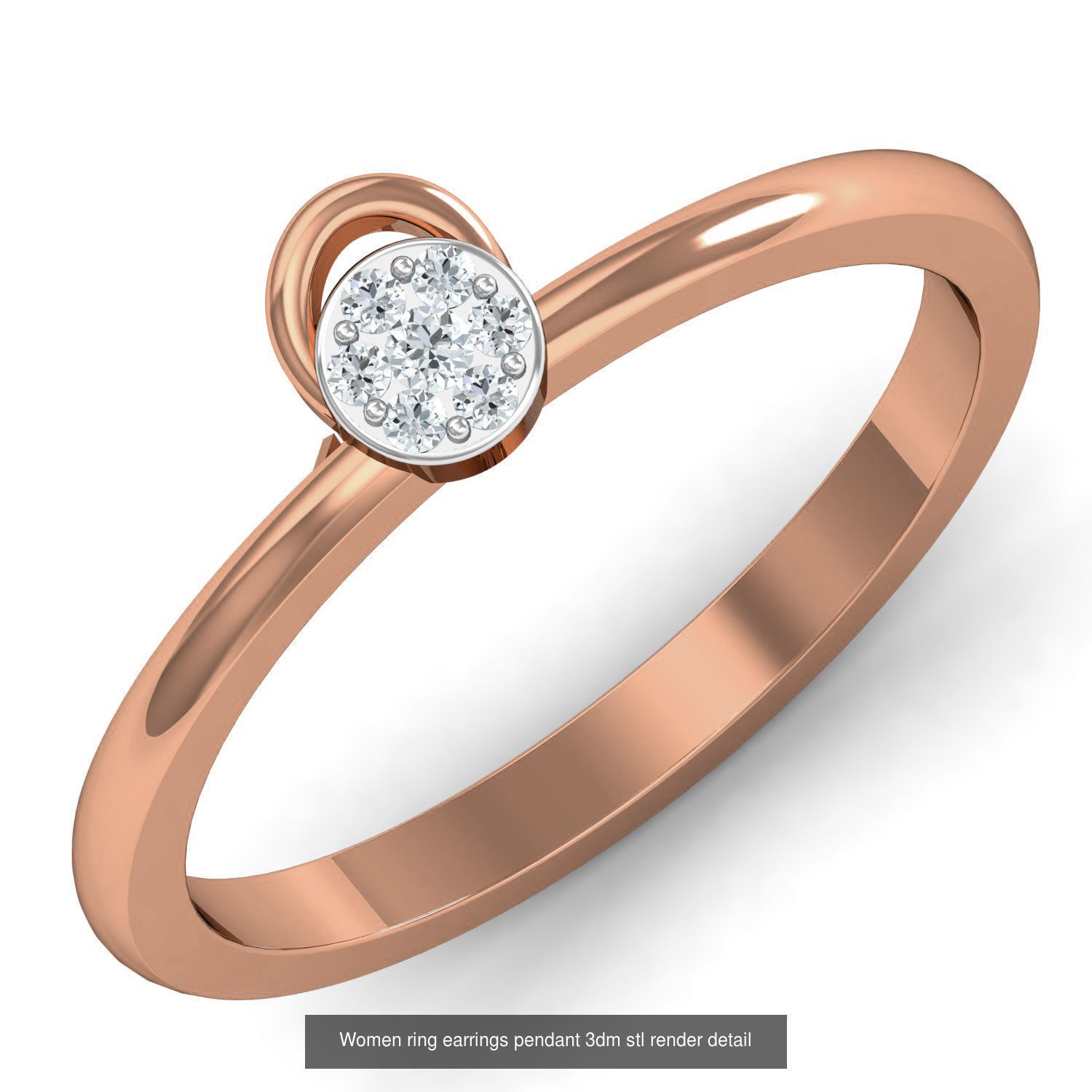 164 Women ring earrings pendant 3dm stl render detail  3D Model Collection_45