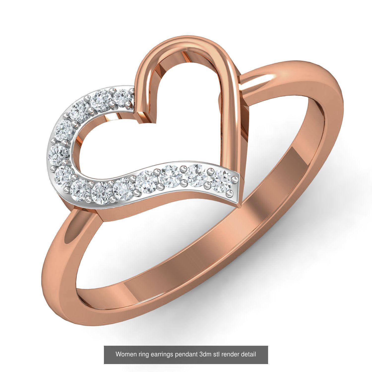 164 Women ring earrings pendant 3dm stl render detail  3D Model Collection_42