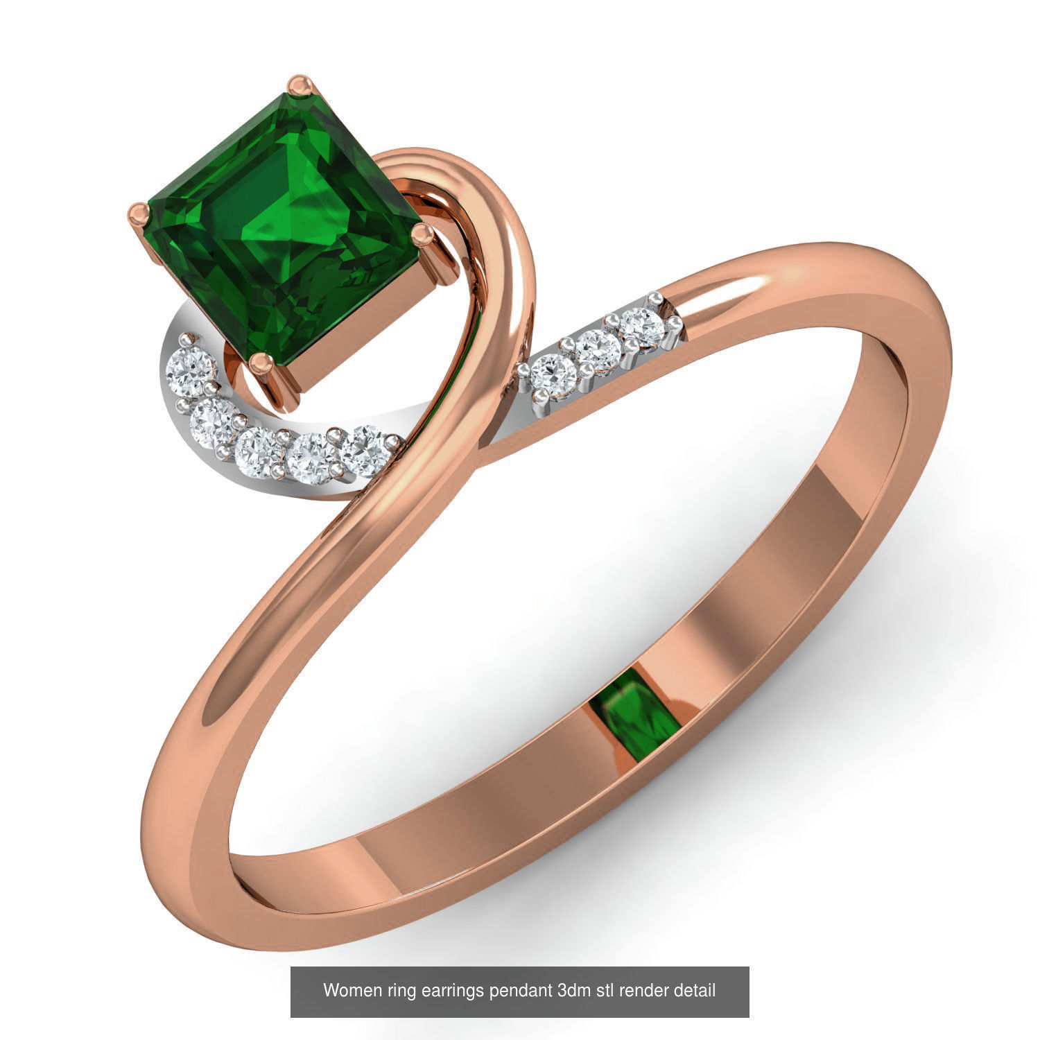 164 Women ring earrings pendant 3dm stl render detail  3D Model Collection_32