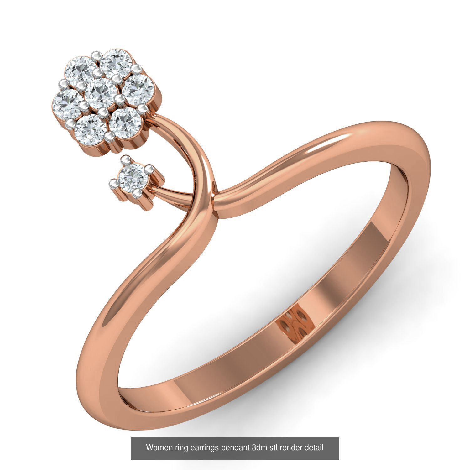 164 Women ring earrings pendant 3dm stl render detail  3D Model Collection_39