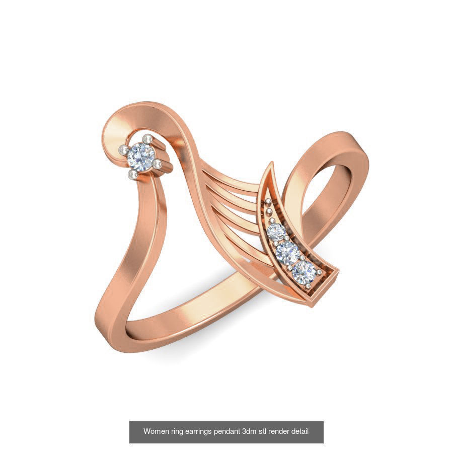 164 Women ring earrings pendant 3dm stl render detail  3D Model Collection_143