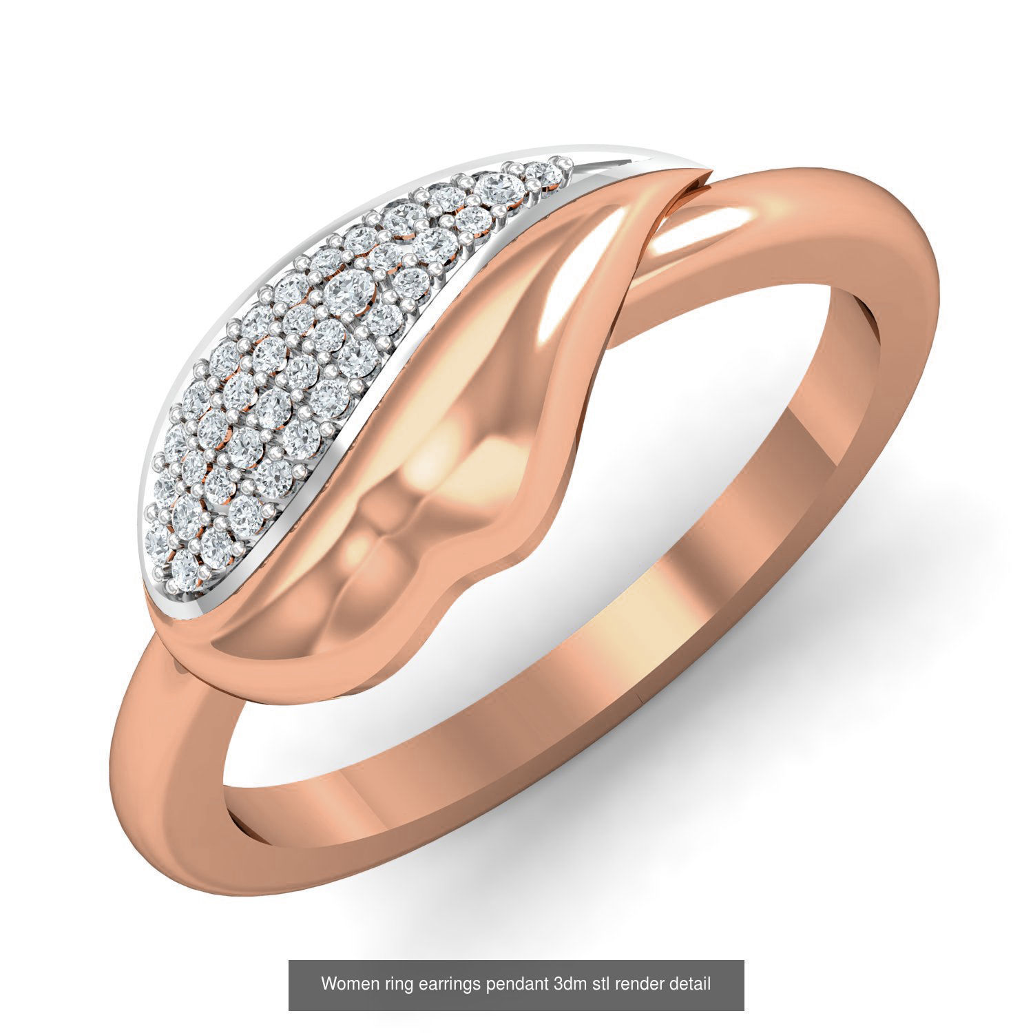 164 Women ring earrings pendant 3dm stl render detail  3D Model Collection_93